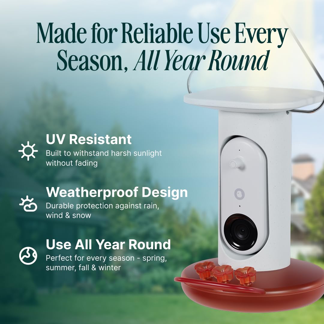 Birdbuddy Smart Non-Solar Pro Hummingbird Feeder with Camera - AI Bird Identification, 2K Video, 5MP Photos, Outdoor Hanging, Gift for Bird Watching