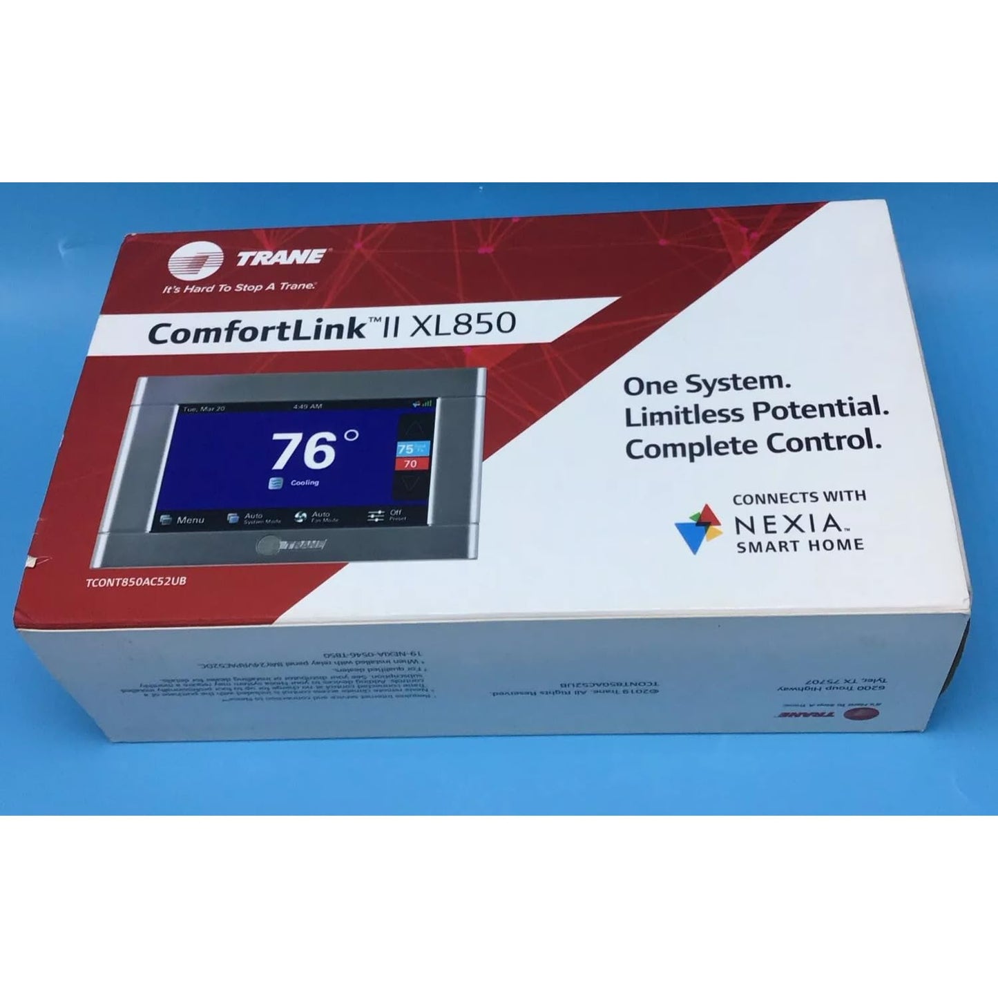 Trane ComfortLink II XL850 Wi-Fi Smart Thermostat, Programmable Touchscreen Control, Replaces TCONT900AC42UAA Models TCONT850AC52UA, TCONT824AS52DC, Z-Wave Certified, Cert ID: ZC08-14090003 by Trane