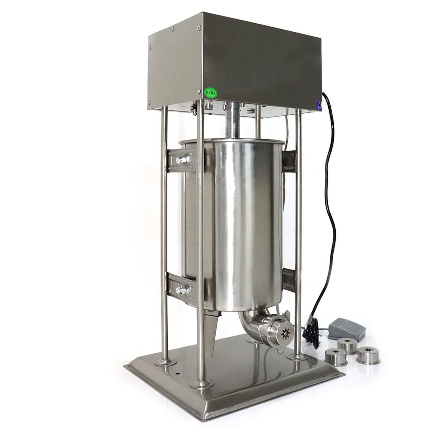 Commercial Electric Churro Machine, 15L Vertical Stainless Steel Spanish Donut Churrera Churros Machine, Electric Vertical Latin Fruit Machines with 4 Moulds for Restaurants Bakeries Cafeterias