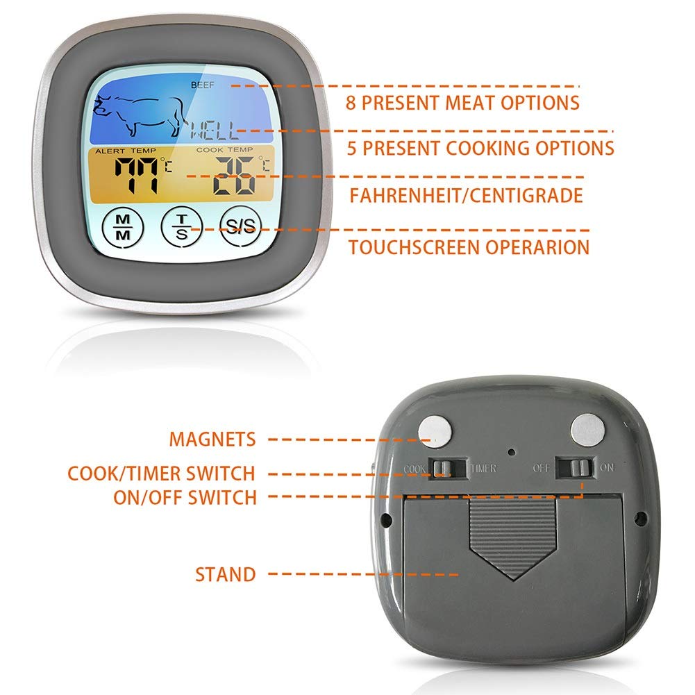 MVUYO Digital Kitchen Thermometer Meat Barbecue Food Temperature Measurement Tool