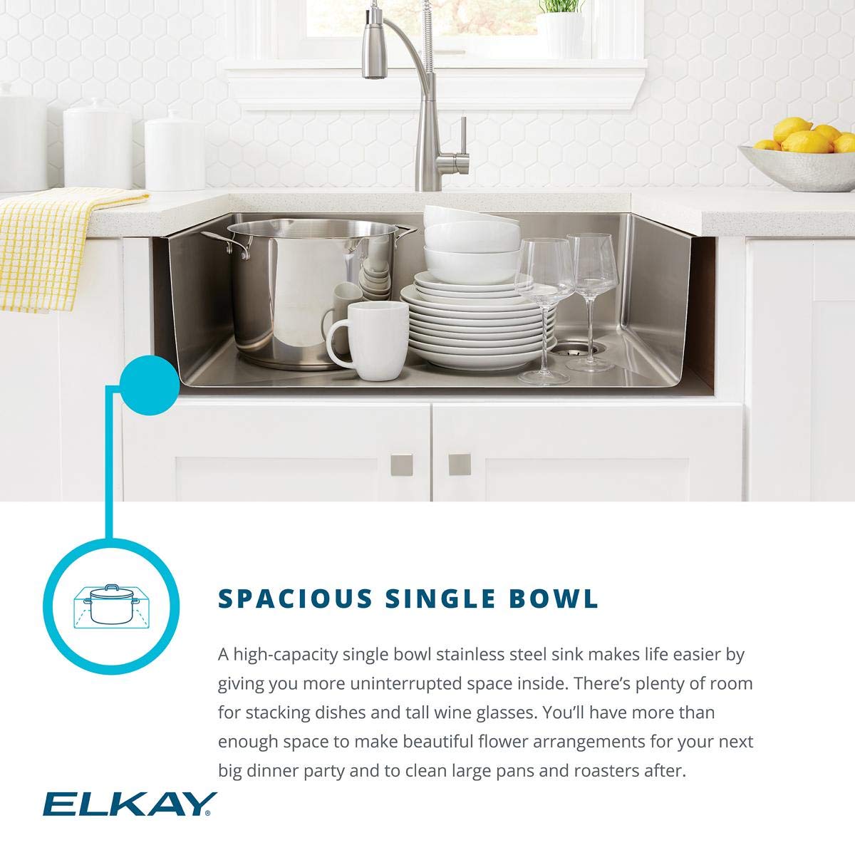 Elkay Crosstown EFRU311610T 33" - 10" Depth Single Bowl Undermount Stainless Steel Kitchen Sink, Polished Satin