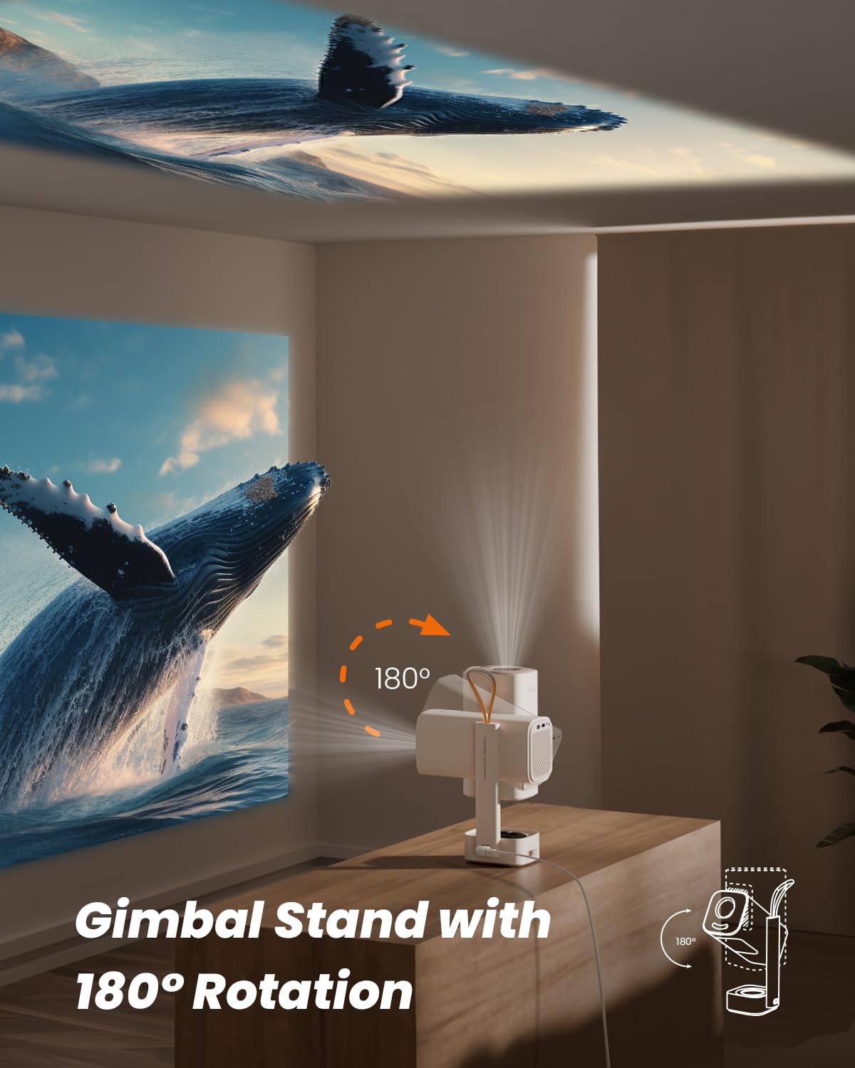 Yaber T1 Pro3 Mini Projector with WiFi and Bluetooth, Dolby Audio & Turbo Sonic Bass, Auto Focus & Keystone, Native 1080 FHD with HDR10, Portable Projector for Outdoor Indoor Use