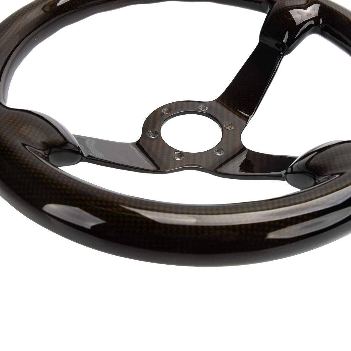 HIWOWSPORT Carbon Fiber Racing Quick Release Steering Wheel 14'' inch 350mm Diameter 6 Bolts