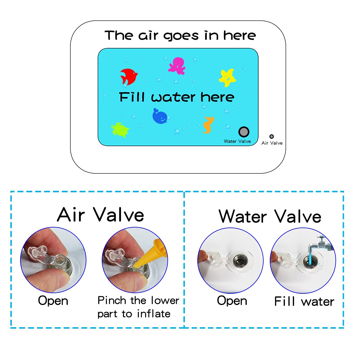 ZHUYNXIR Water mat Infant Toys, Water mat Baby, Inflatable Play Mat Water Cushion Baby Toys, Fun Early Development Activity Play Center for Newborn (27.5x20 in)