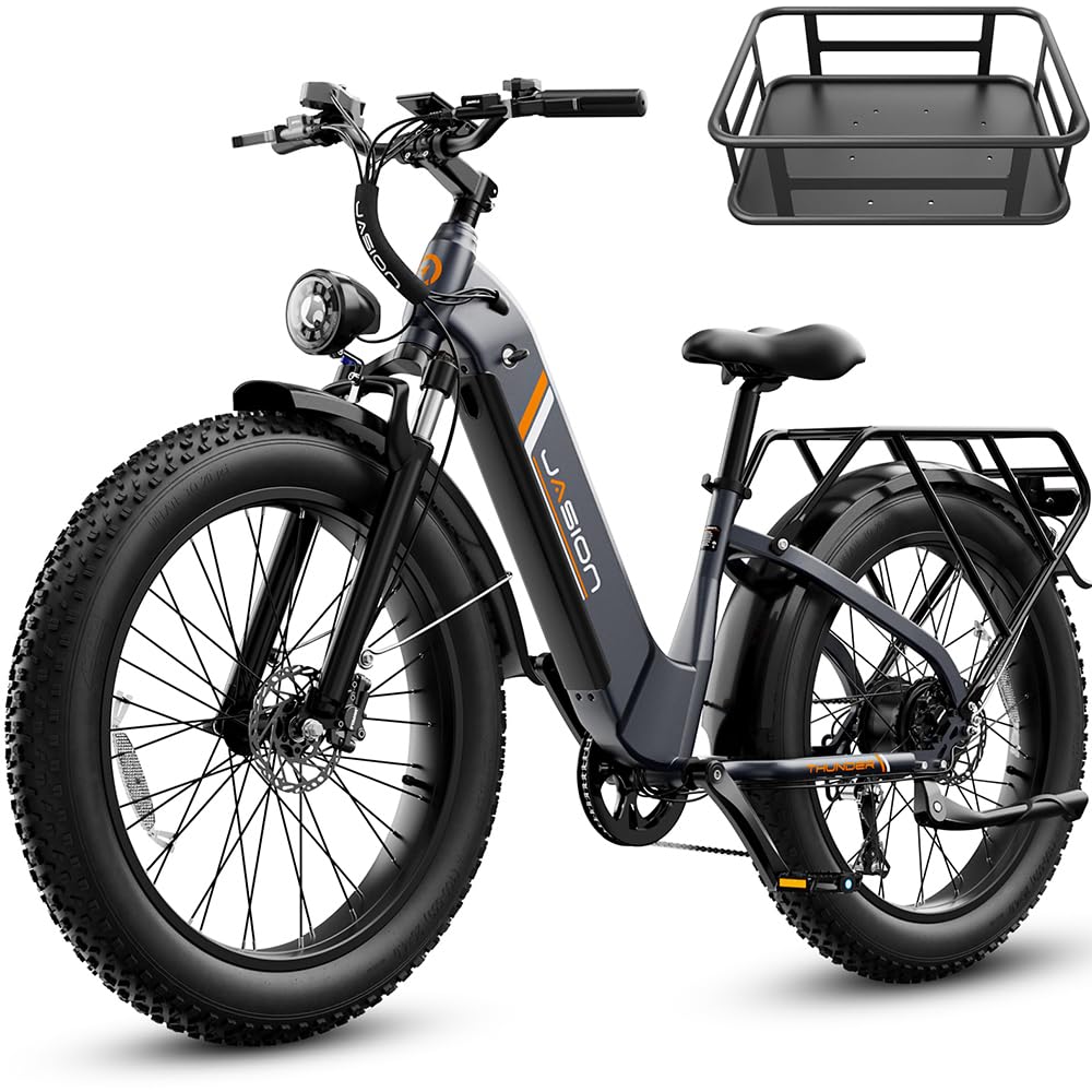 Jasion Thunder Electric Bike for Adults,1800W Peak,26''x 4''Fat Tire E Bikes,80 Miles with 864Wh Removable Battery Ebike, 30+MPH Max Speed Bicycles,Hydraulic Brakes,Front Suspension