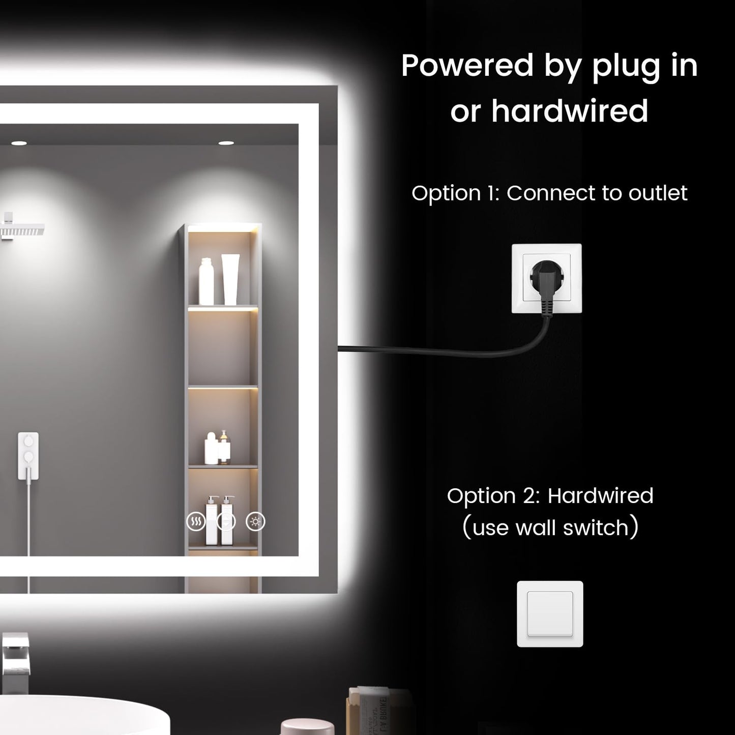40X30 LED Bathroom Mirror with Lights, Anti-Fog, Backlit + Front Lit, Lighted Bathroom Vanity Mirror for Wall, Memory Function, Dimmable, Tempered Glass, Shatter-Proof