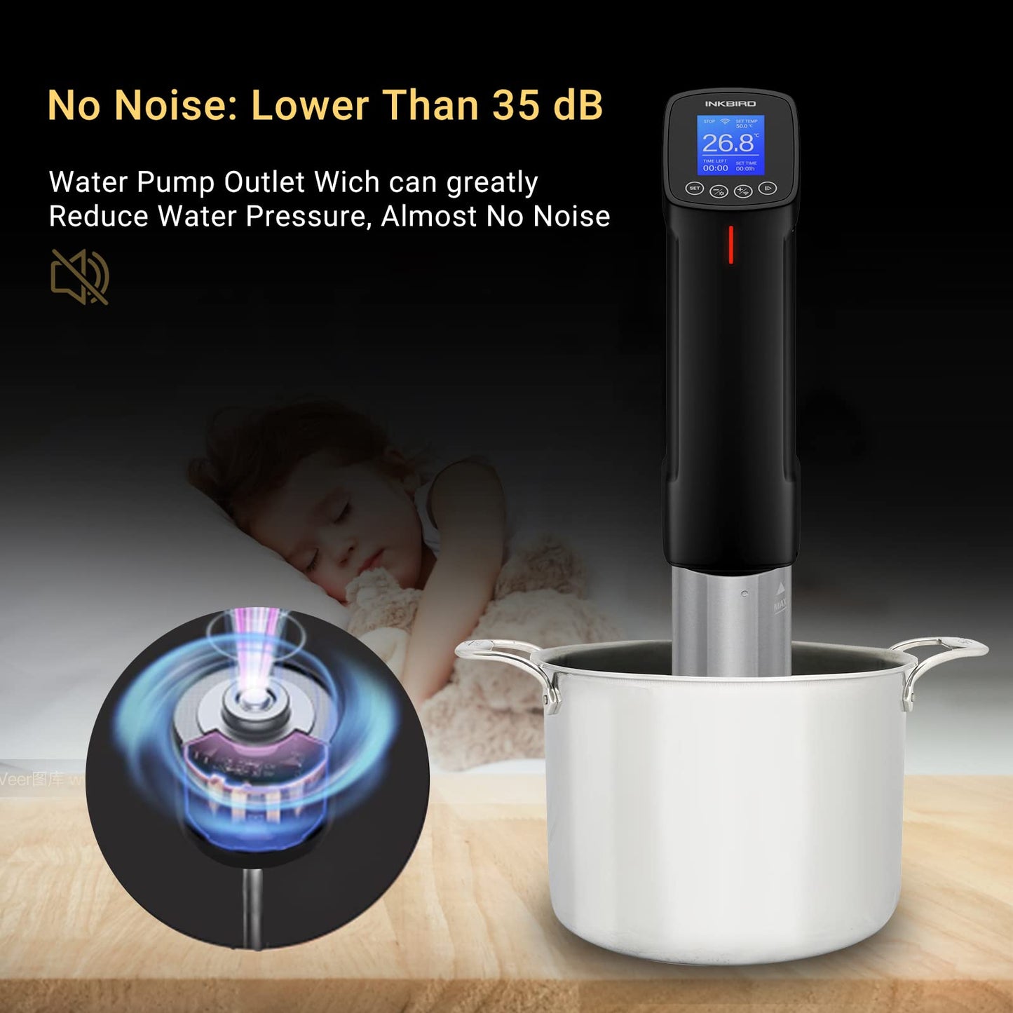 INKBIRD WIFI Sous Vide Cooker & 44PCS Vacuum Sealer Pump Sous Vide Starter Kits with 30PCS Sous Vide Bags, Recipes on APP,1000W Sous-Vide Machine for Steak