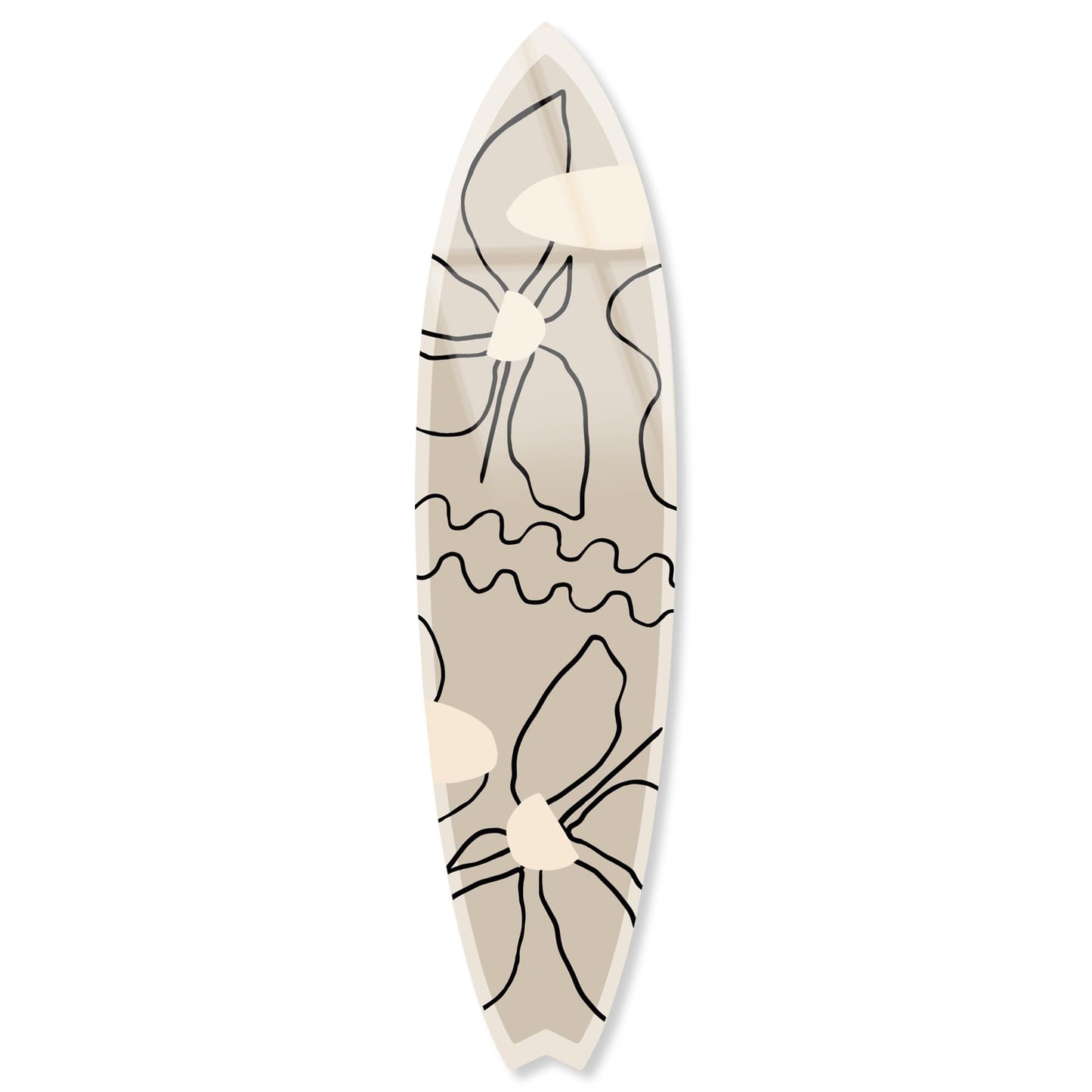 Notoriart Nature Boheme Surfboard Acrylic Wall Art Die-Cut Coastal Modern High-Gloss Home Decor, 15" x 60"