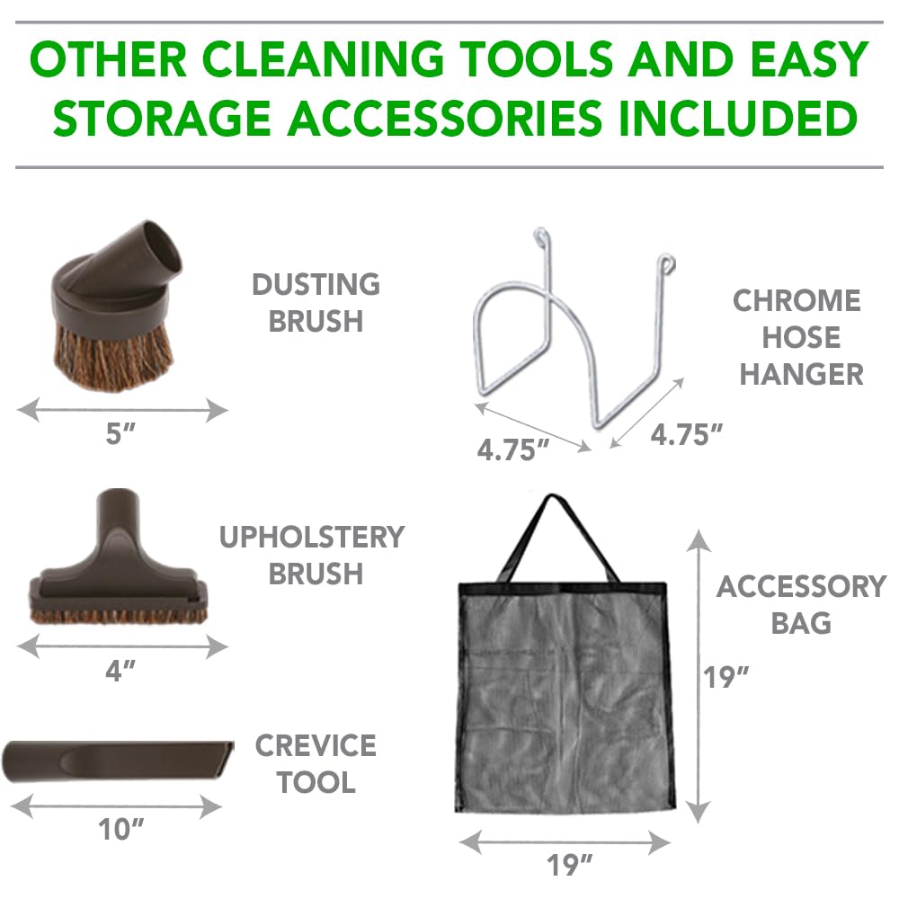 OVO Central Vacuum Standard Kit, with 30/35/40/50ft Low-Voltage Hose, ON/Off Control at The Handle, 12’’ Combo Brush and Accessories, for Hard Surfaces and Carpets, B 40', Black, (KIT-LV40S)