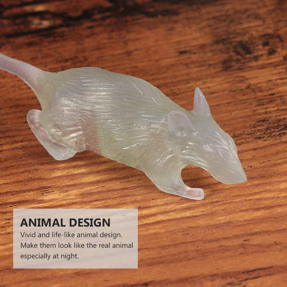 Totority Halloween Luminous Glow-in-the-Dark Mouse Toy 20Pcs Realistic Fake Mice for Halloween Party Pranks and Decorations Plastic 3.22 Inch
