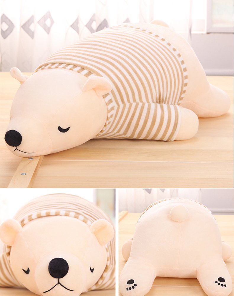 MMTTAO Stuffed Polar Bear Animal Plush Toy 20 Inch Large White Sleeping Bear Animal Stuff Soft Plushies Cute Dolls Collection Huggable Pillow Cushion Birthday Gift for Kids Child Boys Girls, 20Inches