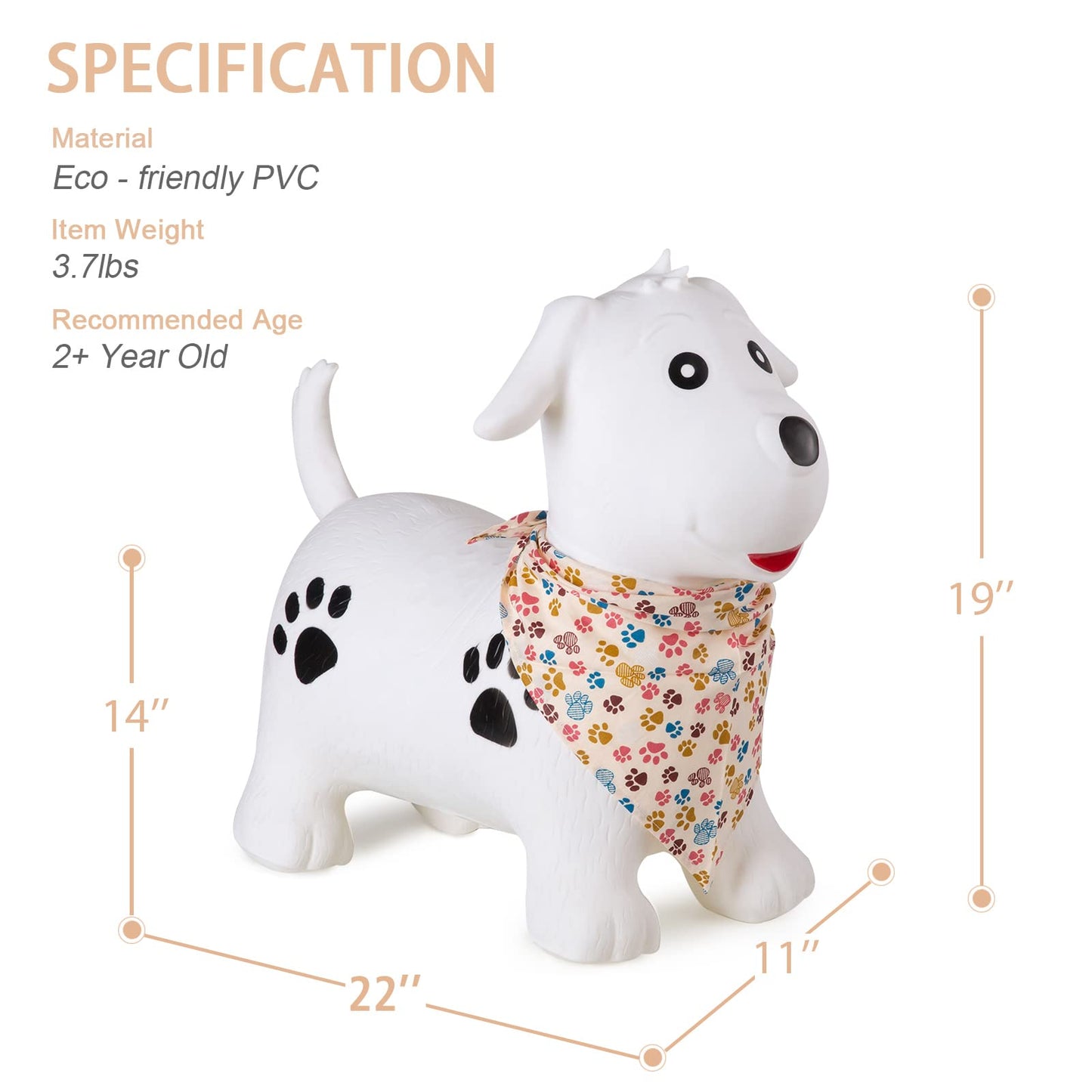 INPANY Bouncy Dog Hopper Toys for Toddlers-Hopping/Bouncing/Bounce Horse, Jumping Horse, Outdoor Indoor Inflatable Ride-on Animal Toy for Kids/Boys/Girls Gifts(Pump Included)
