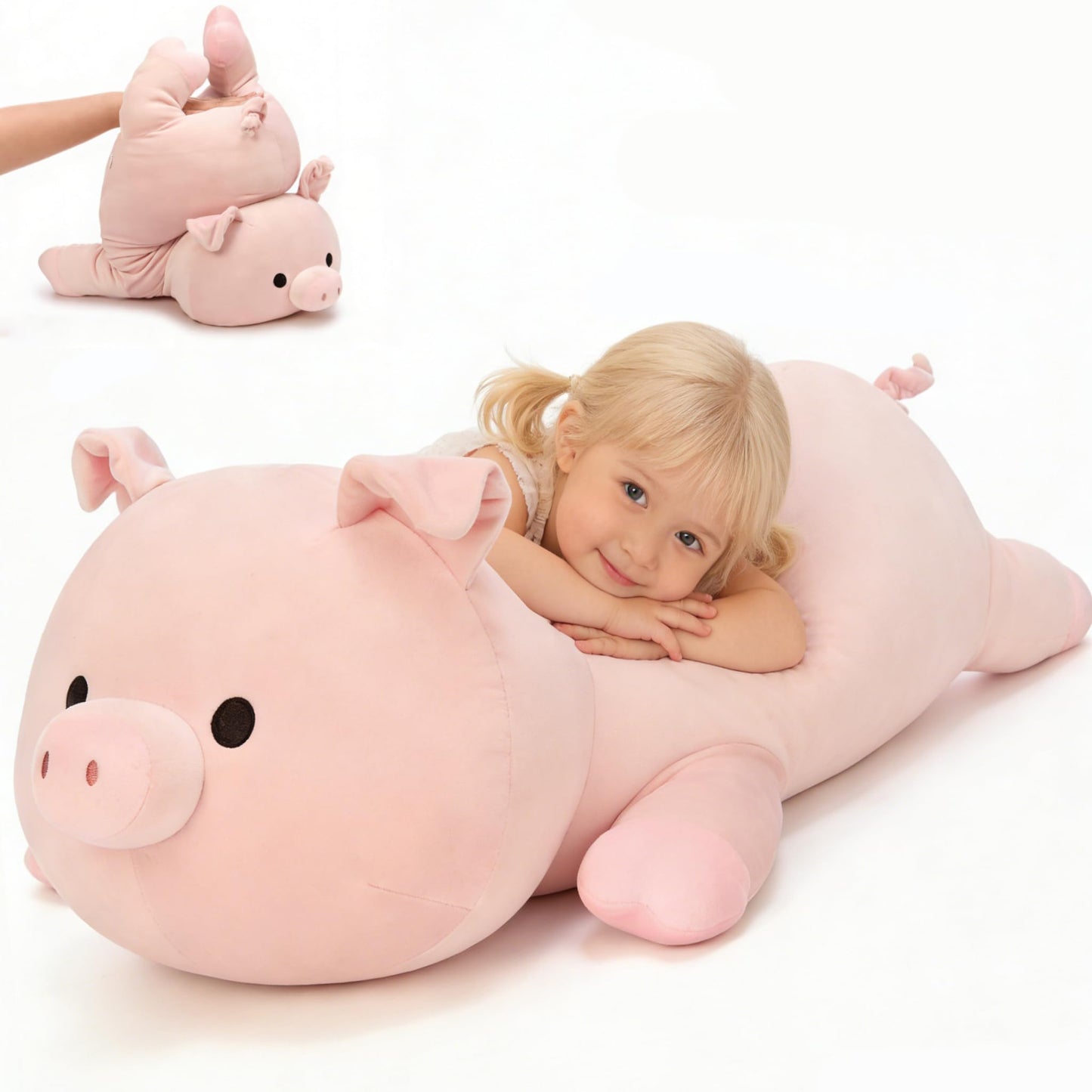 MaoGoLan Pink Pig Stuffed Animal Plush Pillow– 24" Giant Stuffed Pig Toy, Soft Hugging Piglet Toy for Kid Girl Boy & Adults, Perfect Piggy Birthday Gift, Baby Shower Party Favor Decor