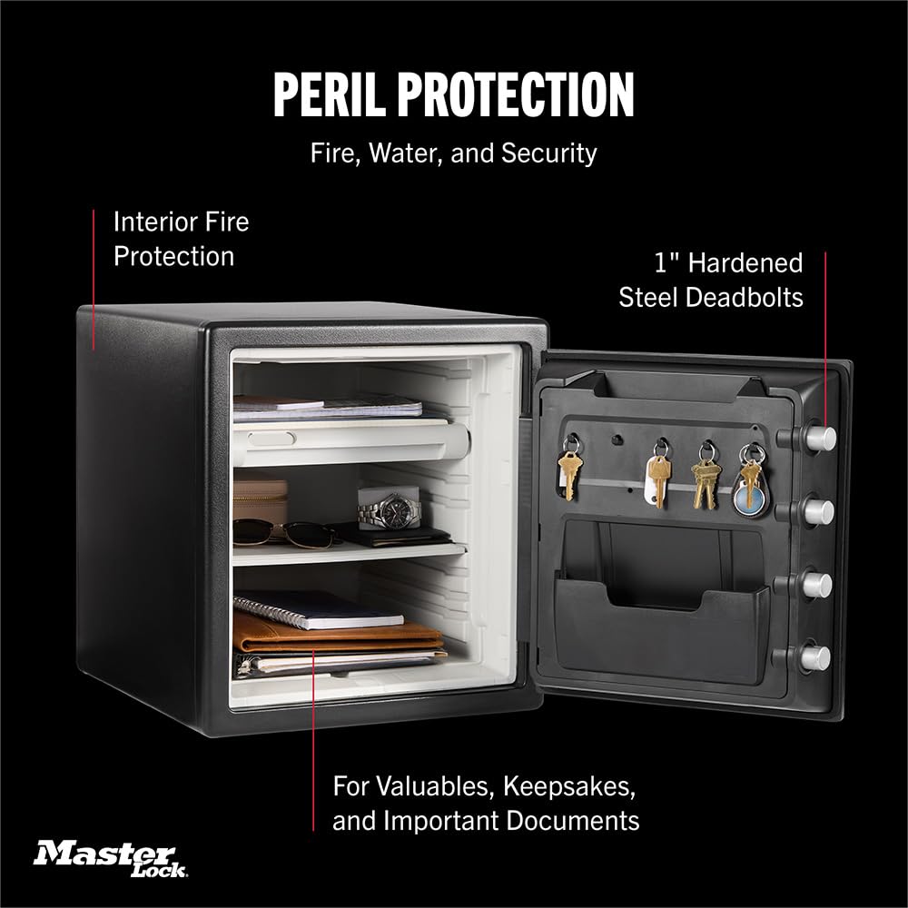Master Lock Black Premium Fireproof and Waterproof Safe with Combination Dial, 1.23 cu-ft, STW123DUB