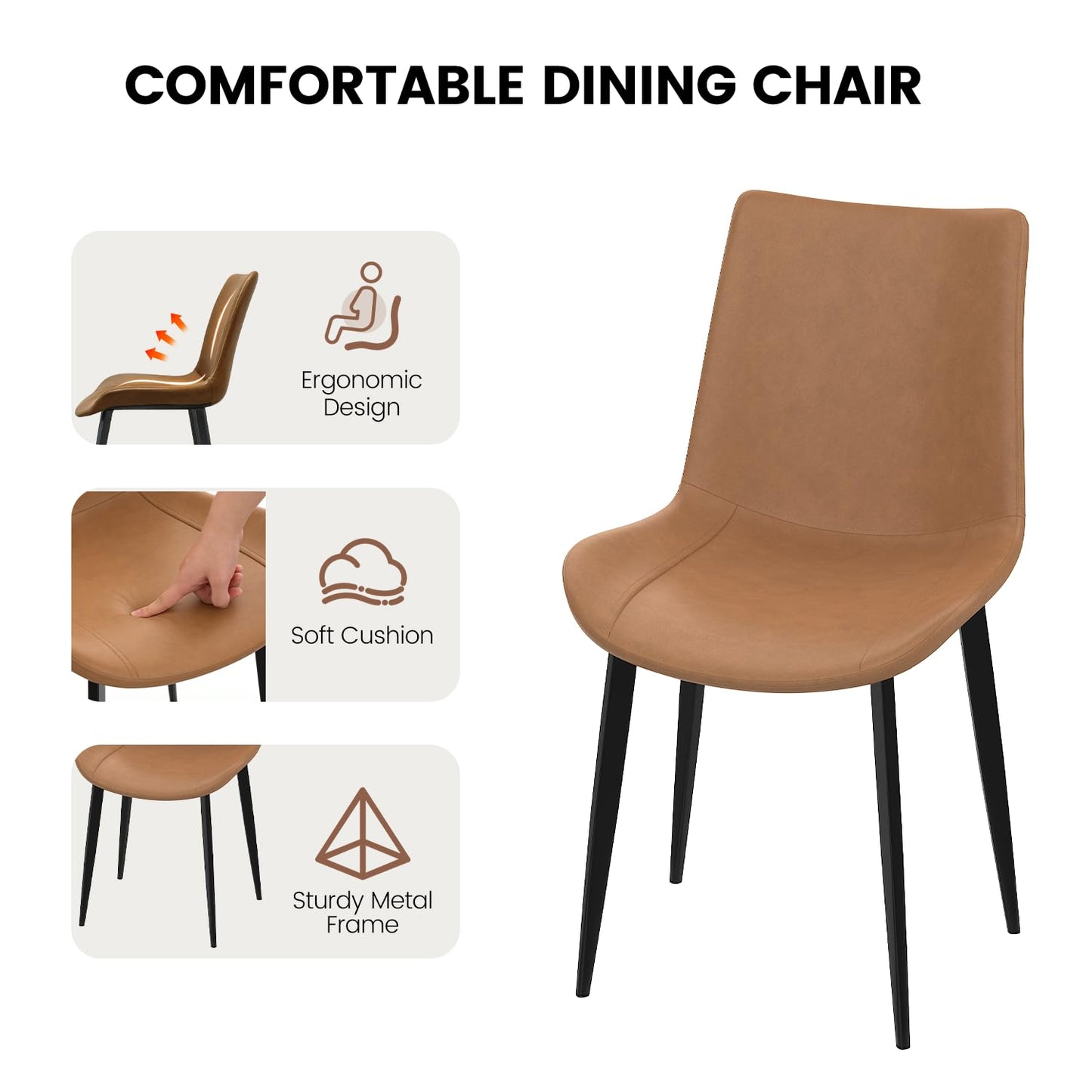 domusdisn 63" Oval Dining Table Set for 4, 5 Piece Modern Dining Table Set for Kitchen and Dining Room Furniture, Solid Wood Legs Dining Table with 4 PU Leather Chairs（Walnut Table+4 Brown Chairs