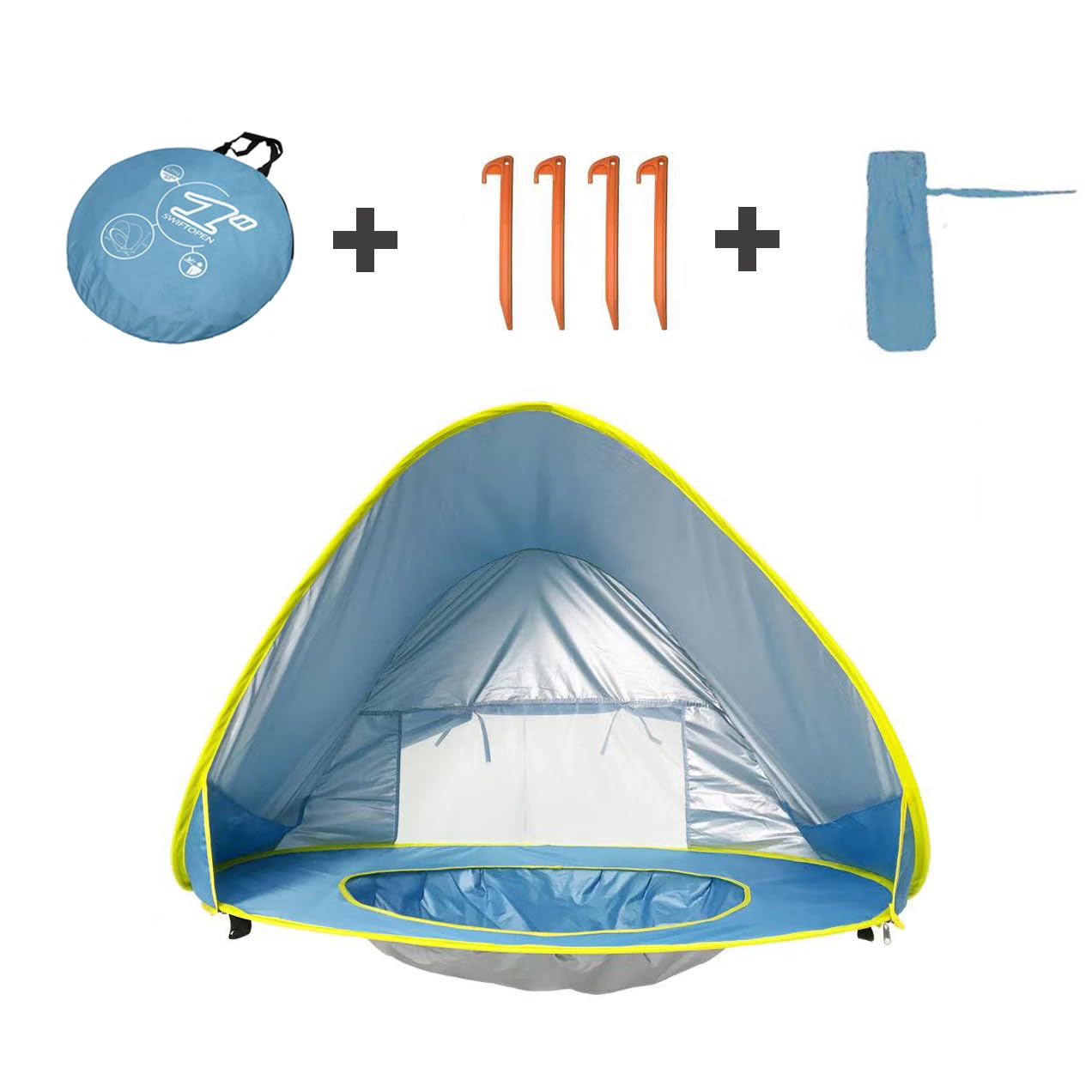 PandaEar Baby Beach Tent with Pool, Pop Up Sun Shelter for Infant Toddlers, Portable UV Protection Shade with Carry Bag for Outdoor Travel, Camping