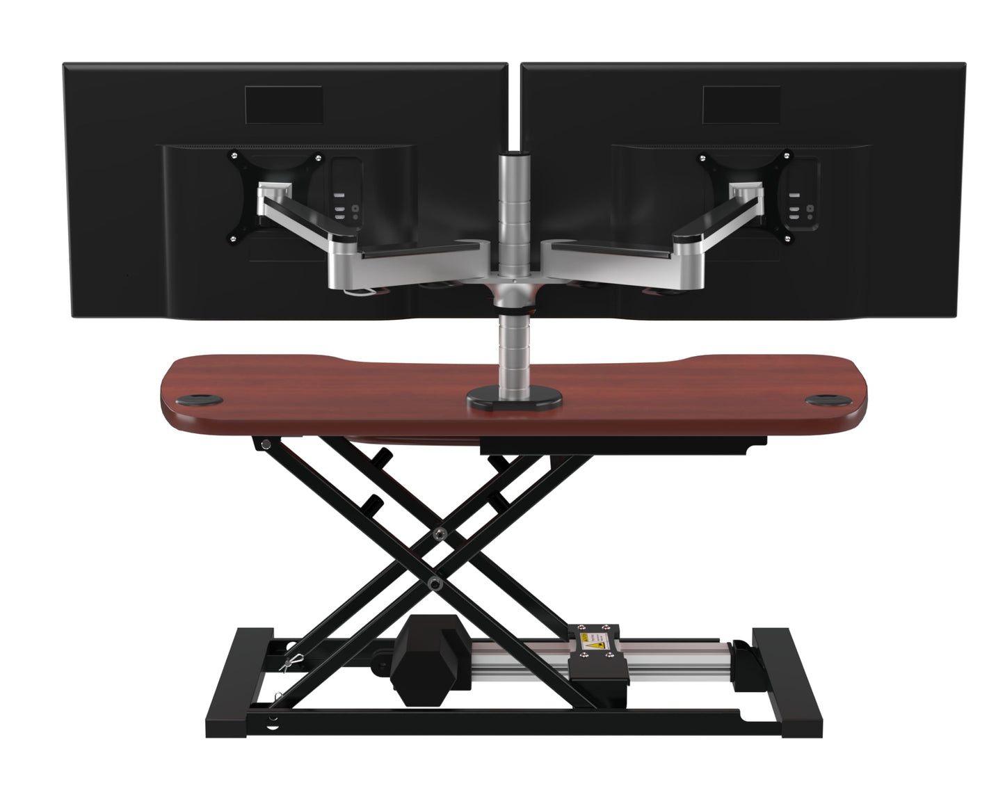 VERSADESK® PowerPro™ Elite 36” x 24" – App Controlled Electric Standing Desk Converter w/USB Charging Port. Raises up to 20”. Fully Assembled – Includes LED Lights. Supports 80 lbs. – Cherry