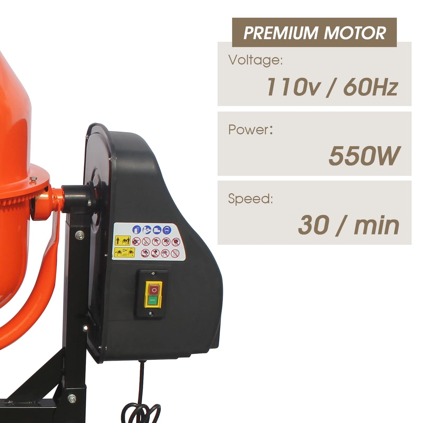 Portable 5 Cubic Ft Concrete Cement Mixer 4/5 HP 600W Adjustable Tilt,Heavy Concrete Mud Mixer Tools with Wheel and Stand,Electric Concrete Mixer for Mortar Stucco Seeds DIY Construction and Fodder