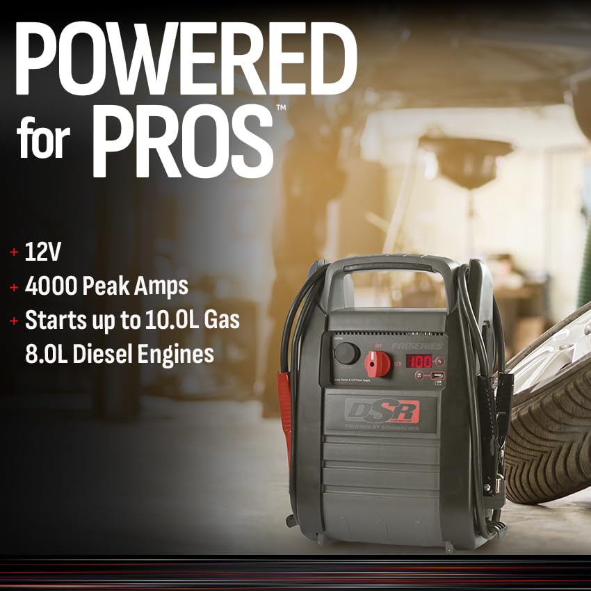 Schumacher Electric DSR ProSeries Car Battery Jump Starter - 2200 Peak Amp 12V Car Starter, Jump Box & Portable Power Station - Digital Display, Heavy-Duty Clamps - DSR165