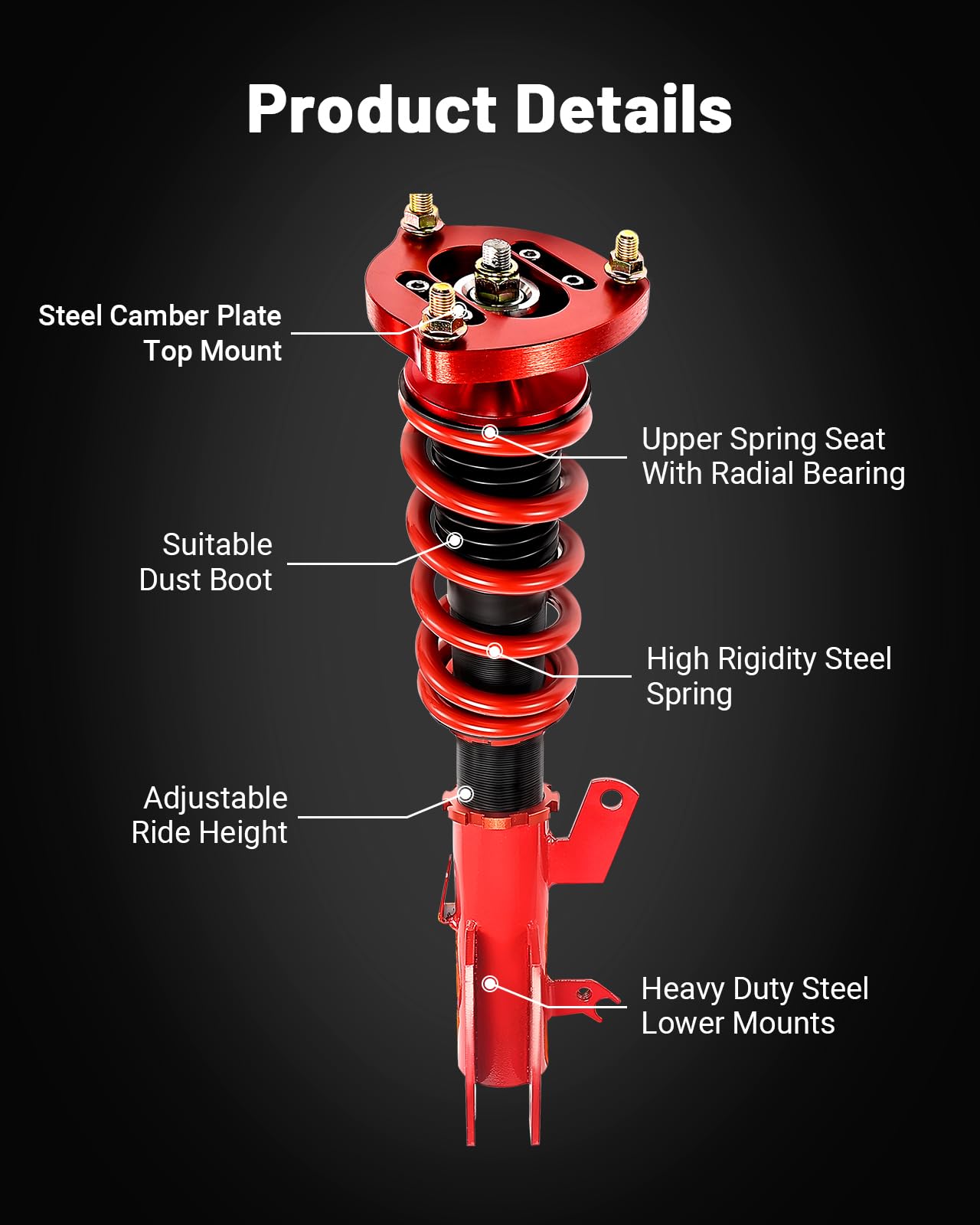 EVIL ENERGY Coilovers Compatible for Honda Civic 2012-2015 FG3/FB2（Excluding 2014-2015 Si model）, for Acura ILX (DE) 2013-2016, Twin-Tube Coilovers Suspension Kit, Height Adjustable Lowering Kit