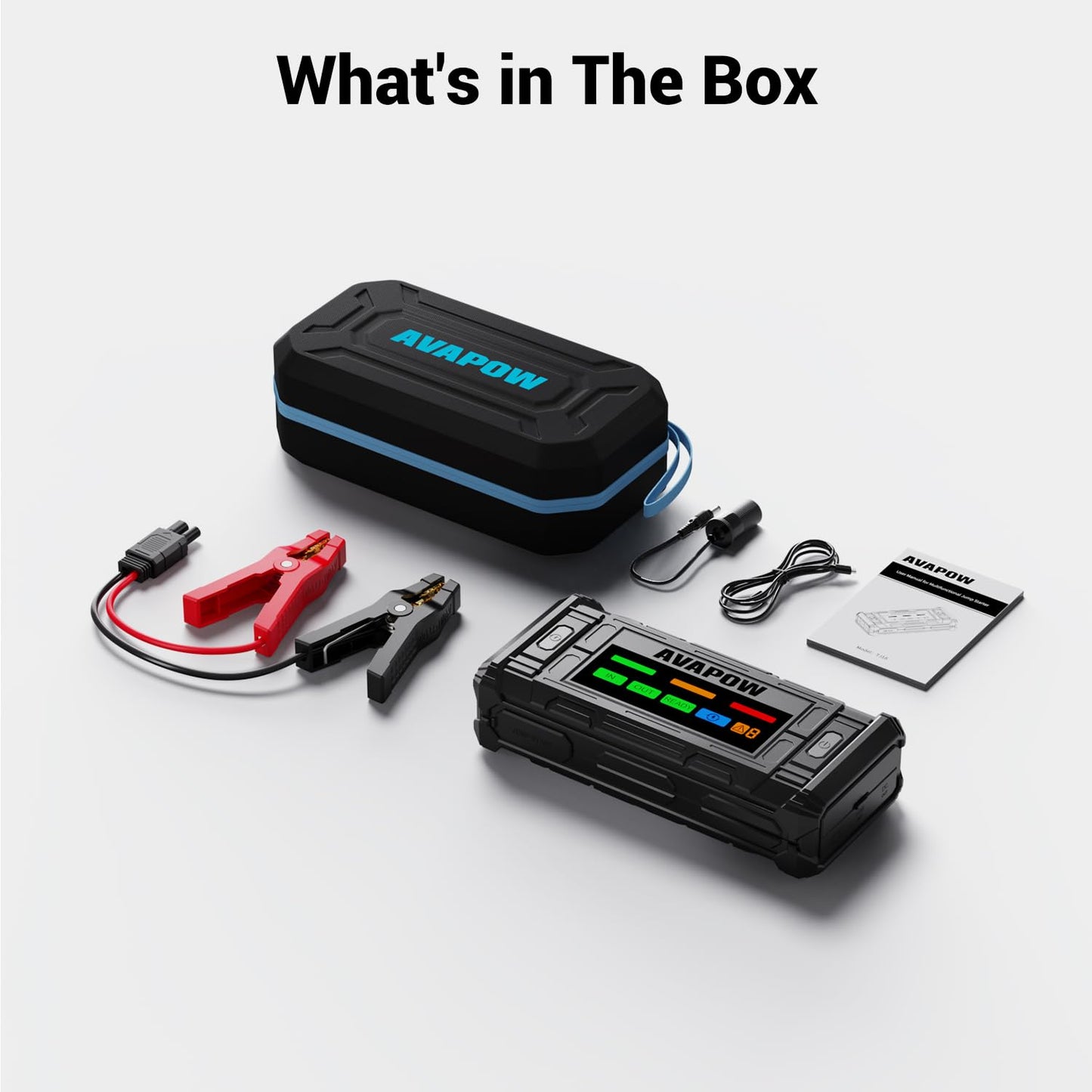 AVAPOW TJ18 3000A Jump Starter with Force Start, Battery Jumper Starter Portable for 8.0L Gas & Diesel Engines, 12V Jump Box with 4-Inch Display, Multi-Protection Jump Cables & LED Light
