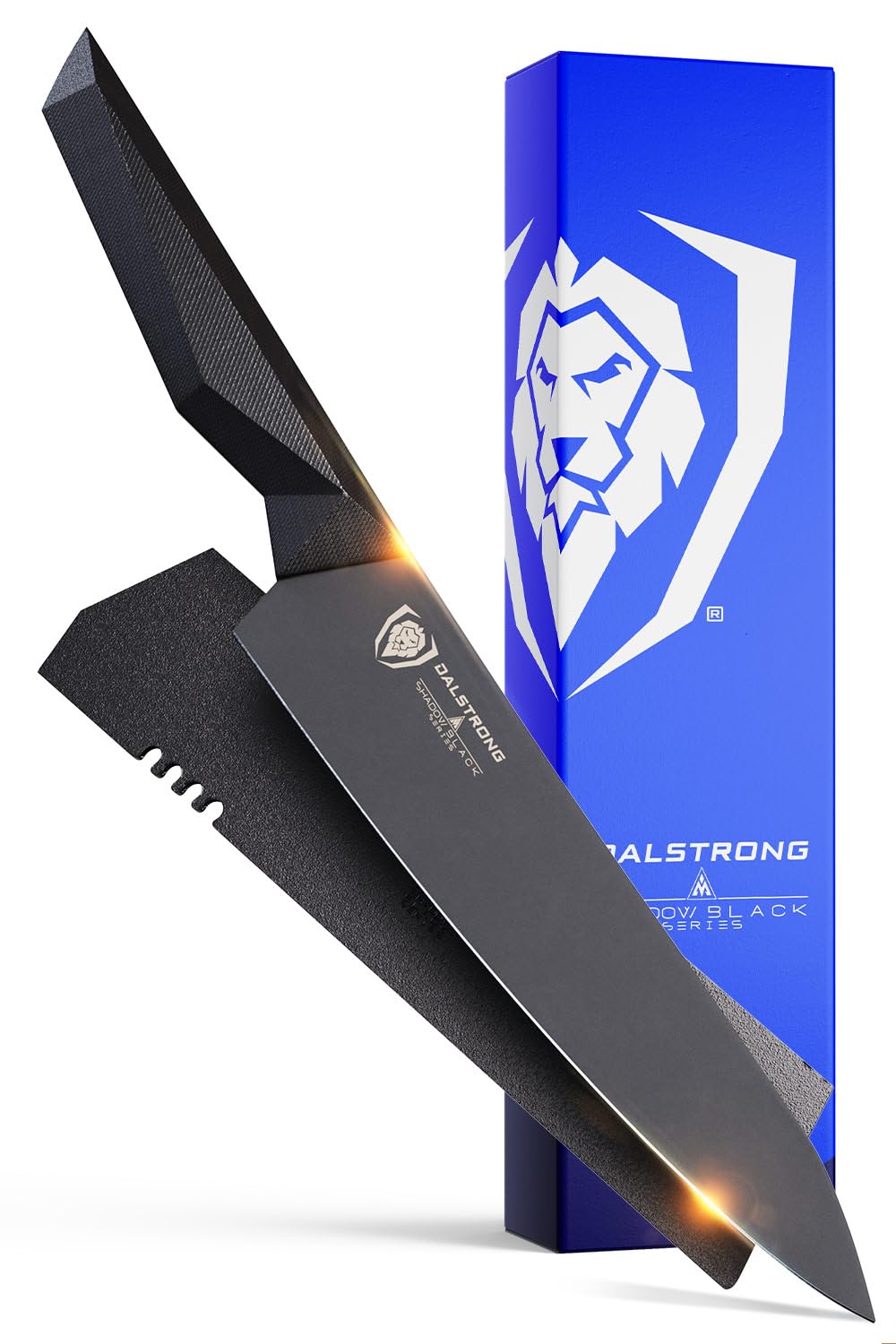 Dalstrong Chef Knife - 8 inch - Shadow Black Series - Black Titanium Nitride Coated - Razor Sharp Kitchen Knife - High Carbon 7CR17MOV-X Vacuum Treated Steel - Sheath - NSF Certified