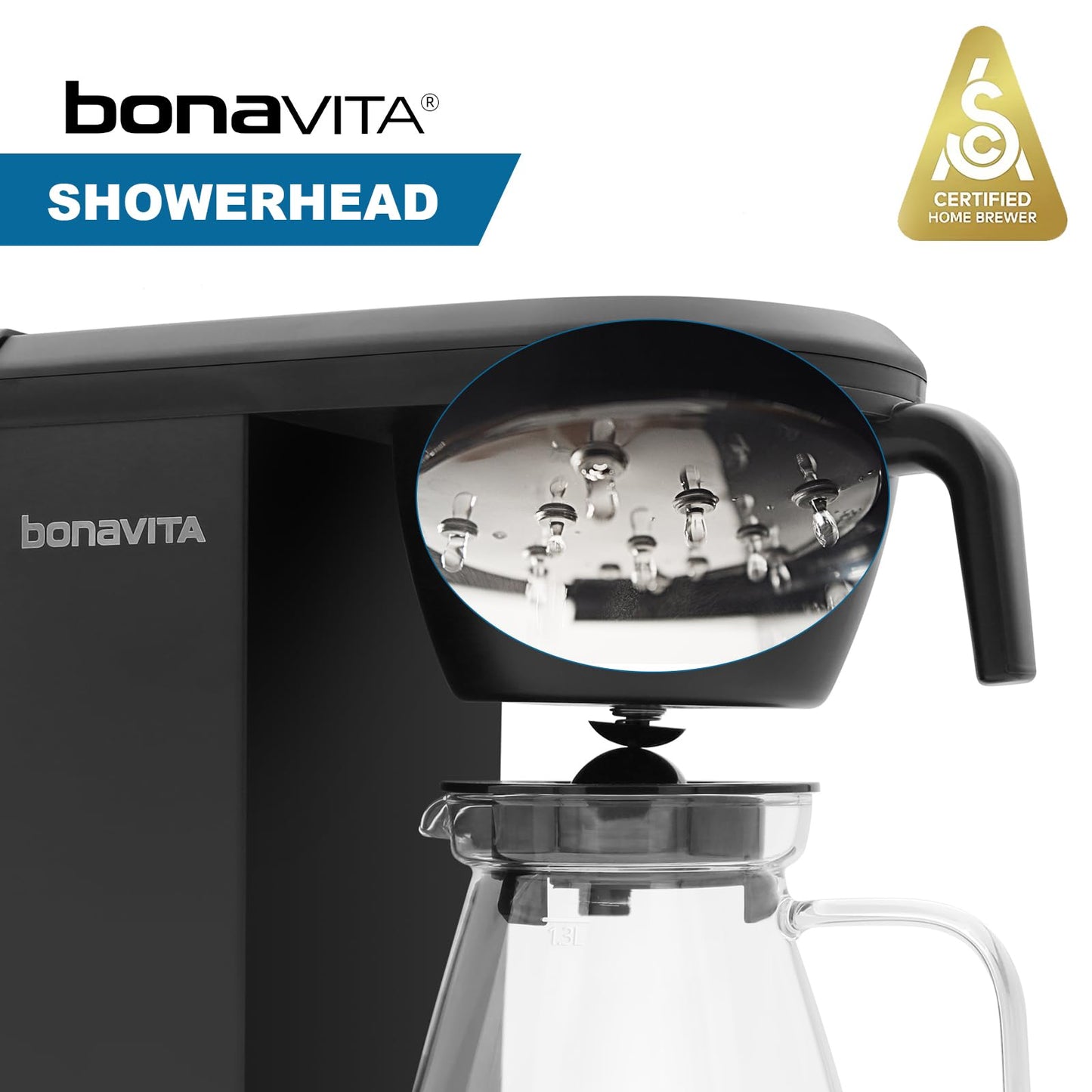 Bonavita Enthusiast 8 Cup Drip Coffee Brewer, Pour Over, SCA Certified Coffee Machine with Thermal Carafe, Stainless Steel Panel, Removable Reservoir, Matte Black