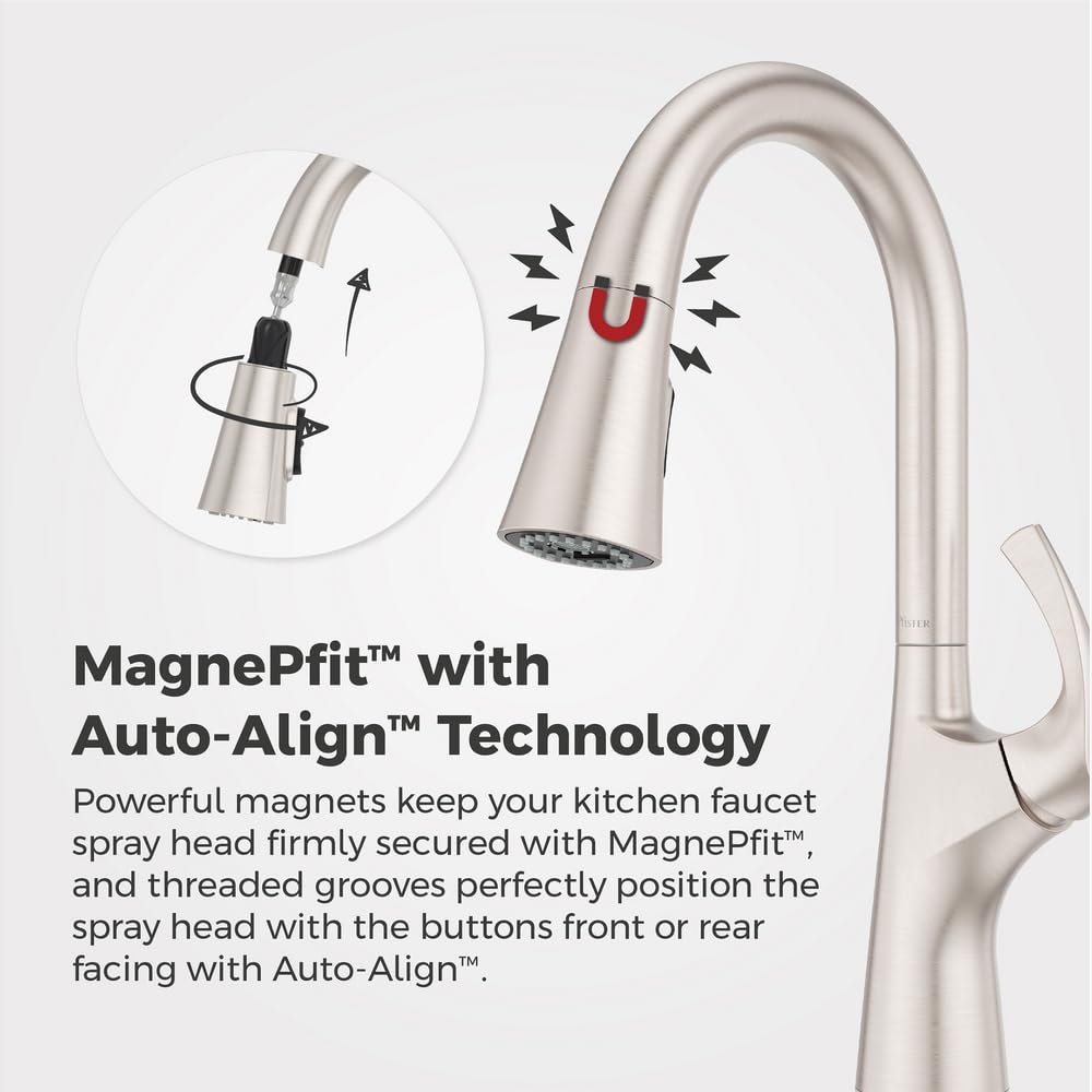 Pfister Talega Kitchen Faucet with Pull Down Sprayer, Single Handle, High Arc, NSF Certified, Spot Defense Stainless Steel Finish, F5297TEGS