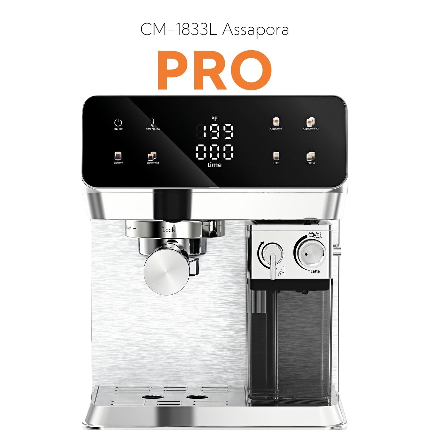 MAttinata CM1833L Automatic Cappuccino Machine, 20 Bar Espresso Maker with Dual Boiler & Self-Cleaning Milk Frother, Touch Screen Coffee Machine for Latte, Stainless Steel Home and Office, Silver
