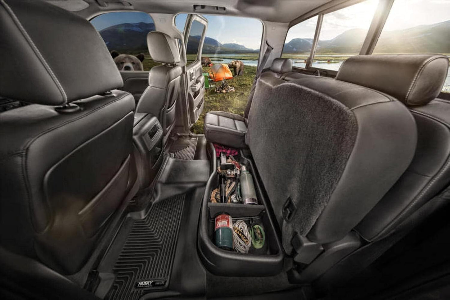 Husky Liners Gearbox - Under Seat Storage Box | 2007-2013 Chevrolet Silverado/GMC Sierra 1500, 2007-2014 Chevrolet Silverado/GMC Sierra 2500/3500 Crew Cab - Black, 1 Pc. | 09001