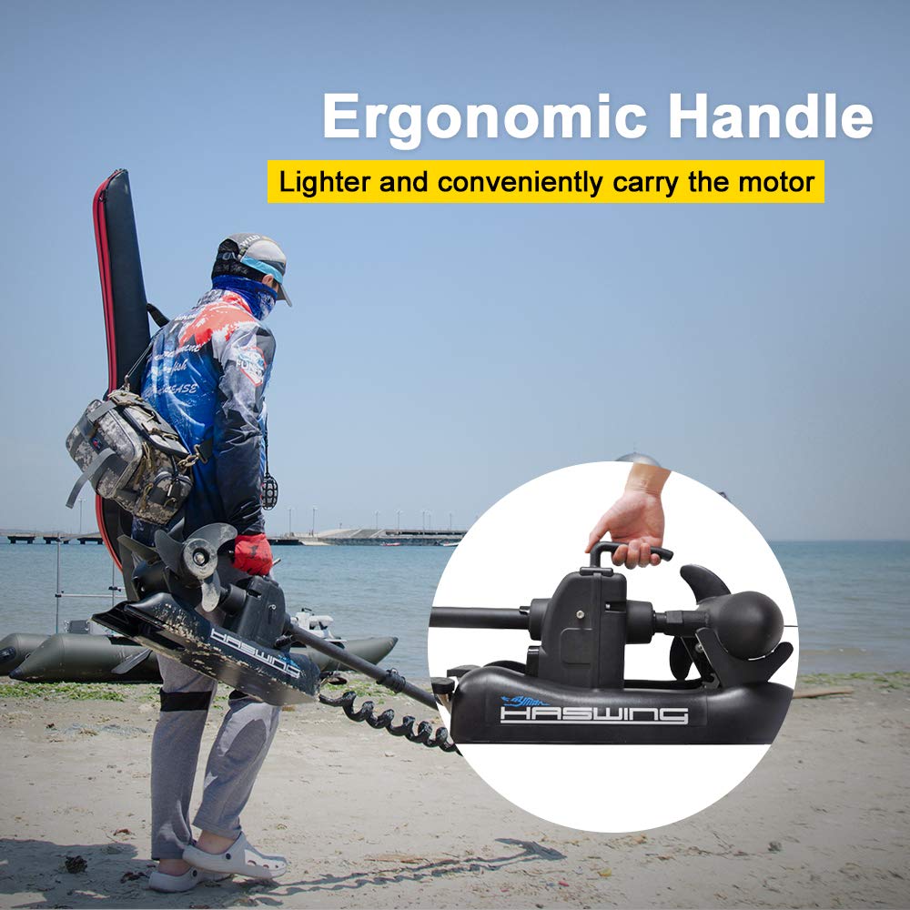 Zichen Haswing CaymanB Bow-Mount Trolling Motor with Wireless Remote, Quick Release - 80LBS Thrust, 54in. Shaft, for Fishing Boat in Freshwater & Saltwater