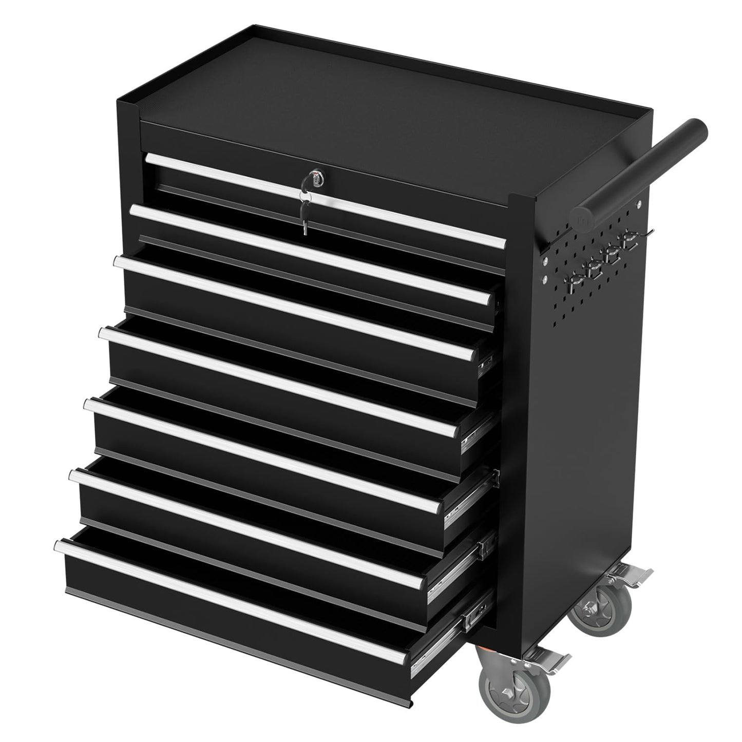 7-Drawer Rolling Tool Chest,Metal Rolling Tool Chest with Wheels and Locking Tool Box,Portable Metal Tool Box for Warehouse,Garage, Repair Shop, Workshop (Black, 7-Drawer)