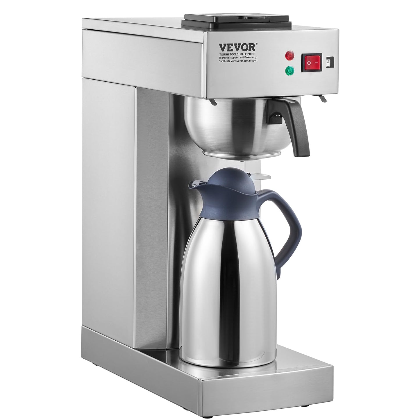 VEVOR 12 Cups Commercial Drip Coffee Maker, Coffee Maker Machine with Thermal Carafe to Keep Warm or Cold, Stainless Steel Pour Over Coffee Brewer for Restaurant, Office, Cafe