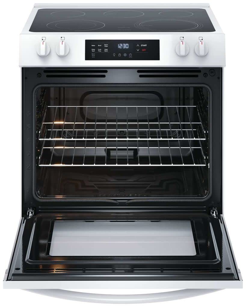 Frigidaire 30" Electric Range, 5.3 Cu. Ft. Oven, 5 Smoothtop Elements, EvenTemp & SpaceWise Elements, Steam Clean, White