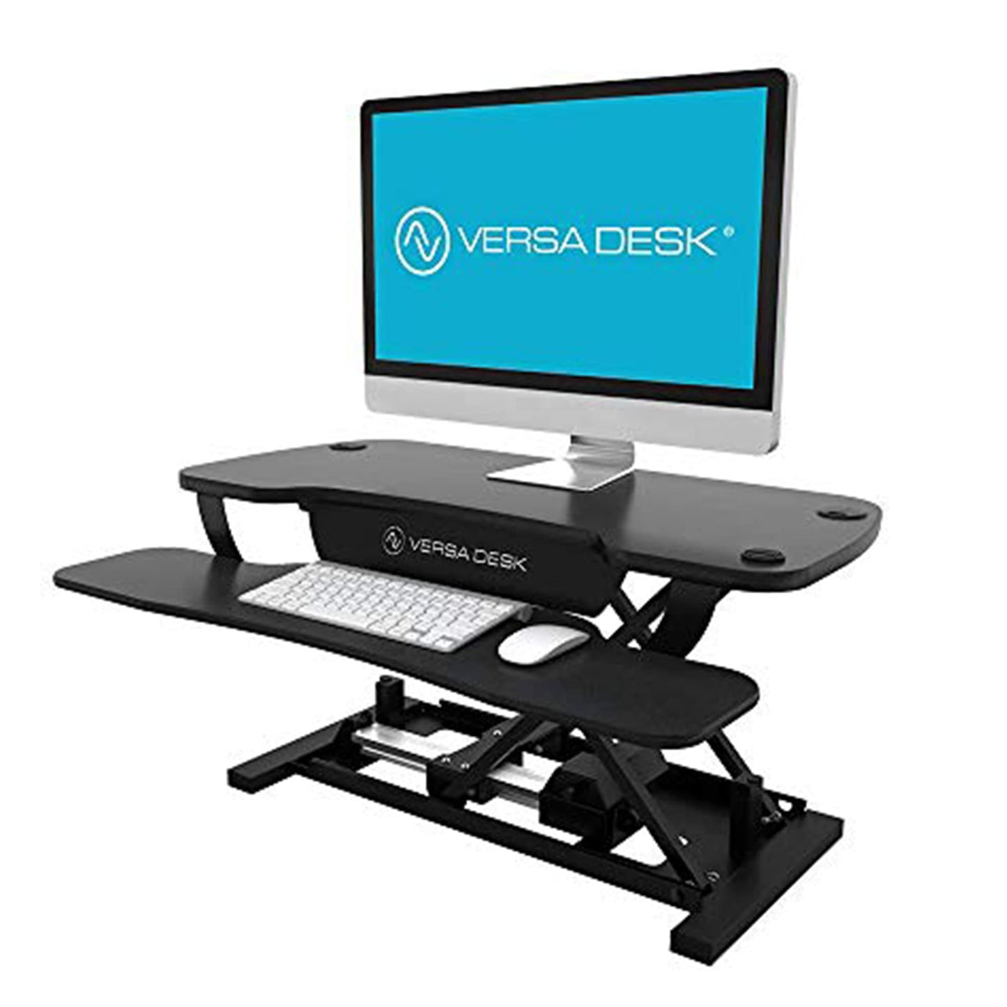 VERSADESK Electric Standing Desk Converter, 48 Inch PowerPro Height-Adjustable Sit Stand Desktop Riser, Keyboard Tray, USB Charging Port, 48" W X 24" D, Black