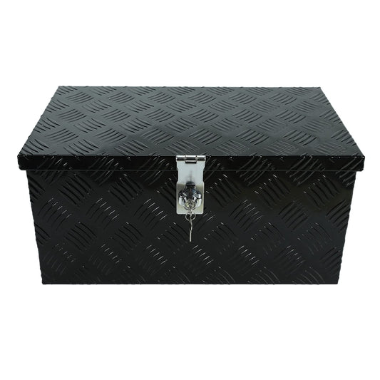 Gooeap 20 X 12 X 9.45 Inch Black Aluminum 5 Bar Tread Tool Box Truck Car Outdoor Trailer Pickup Underbody Toolbox, RV Storage Organizer, Underbed Tools Organizer With Lock & Keys