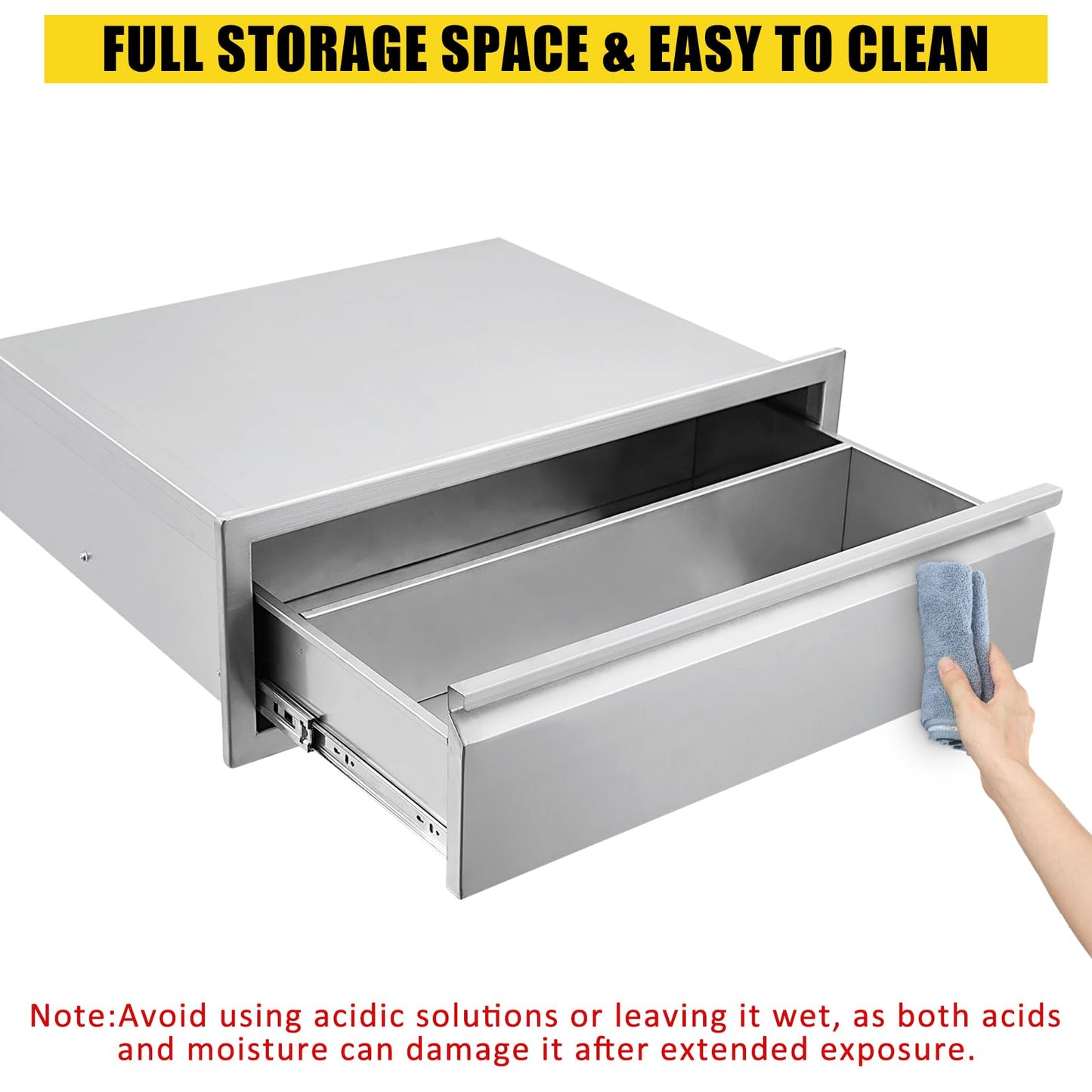 GarveeLife Outdoor Kitchen Drawers - Stainless Steel Flush Mount Triple Access BBQ Drawers, with Divider, Venting Panel for BBQ Island Patio Grill Station, 30Wx23Dx10H inch
