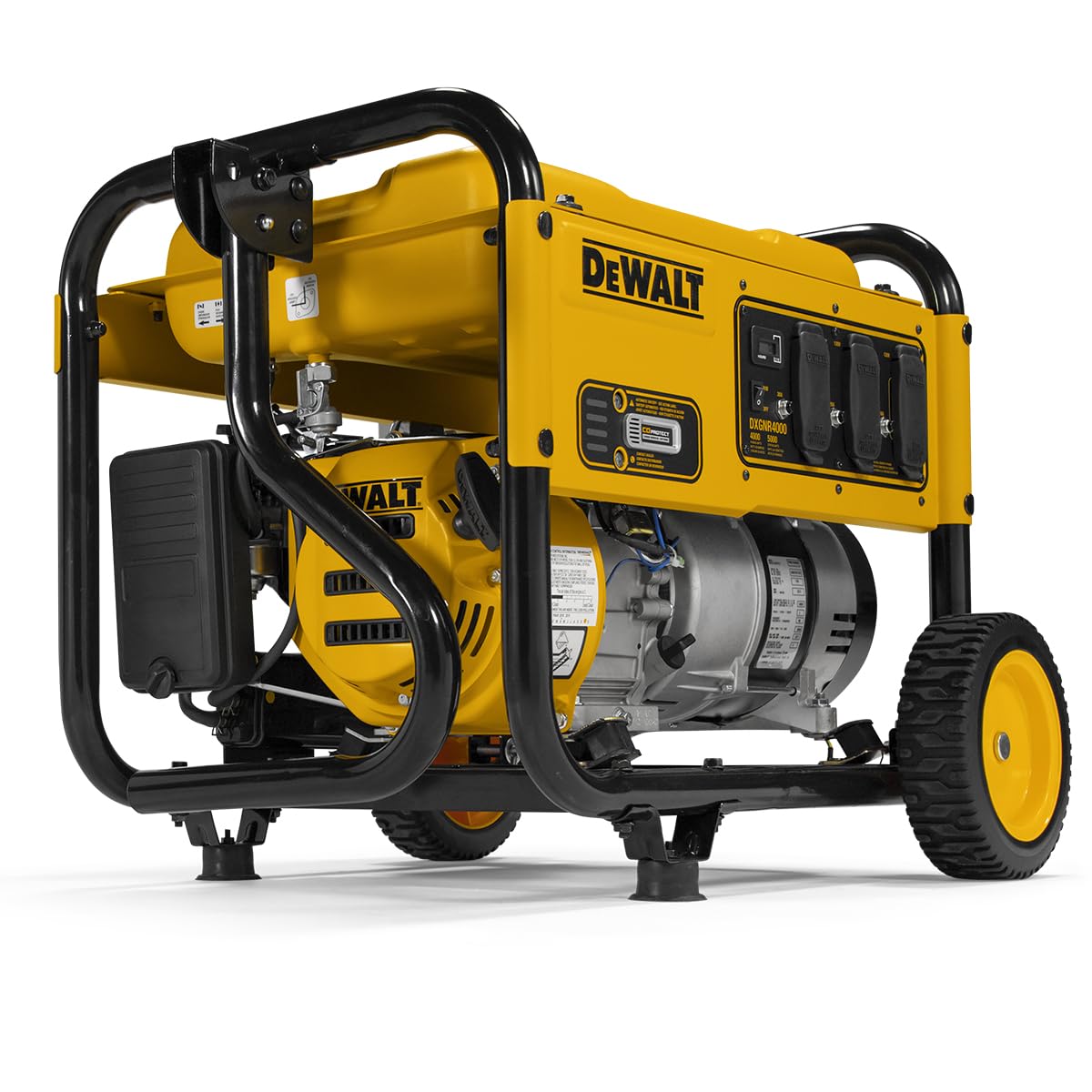 DeWalt 5,000 Starting Watt Portable Gas Generator, 223cc Engine, Idle Control Technology, CO Protect Carbon Monoxide Detection, Never-Flat Wheels, Heavy Duty Steel Frame, Emergency Jobsite Power