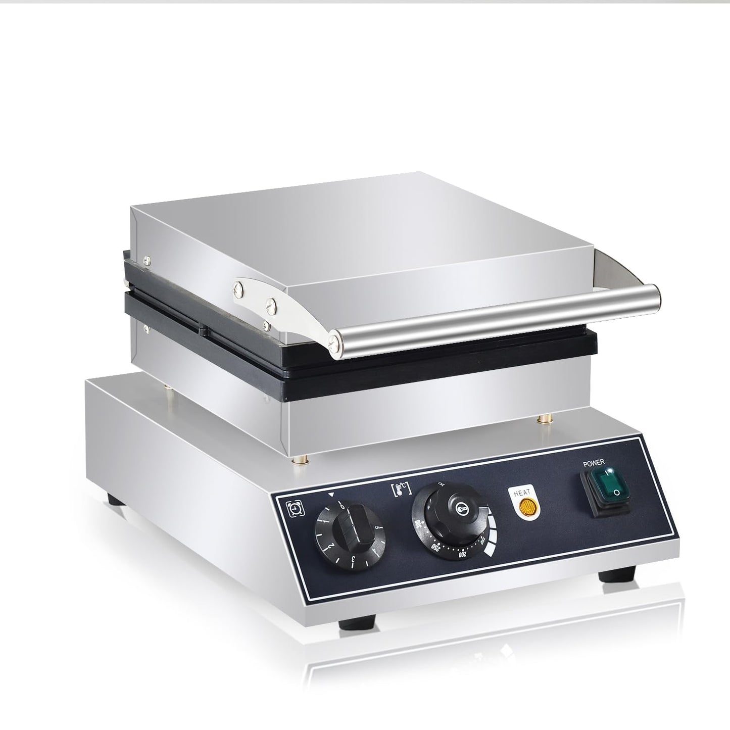 110V Commercial Square Waffle Maker ，4pcs Nonstick Electric Waffle Maker 1800W Electric Stainless Steel Belgian Waffle Machine with Temperature&Time Control for Snack Bar Home Bakeries