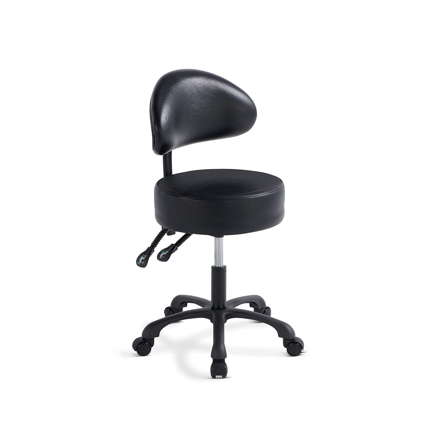 Lilfurni Swivel Rolling Stool Round Chair,Thick Sturdy Padding,Adjustable Stool with Wheels for Doctor,Medical,Massage Salon,Office,Shop(Black)