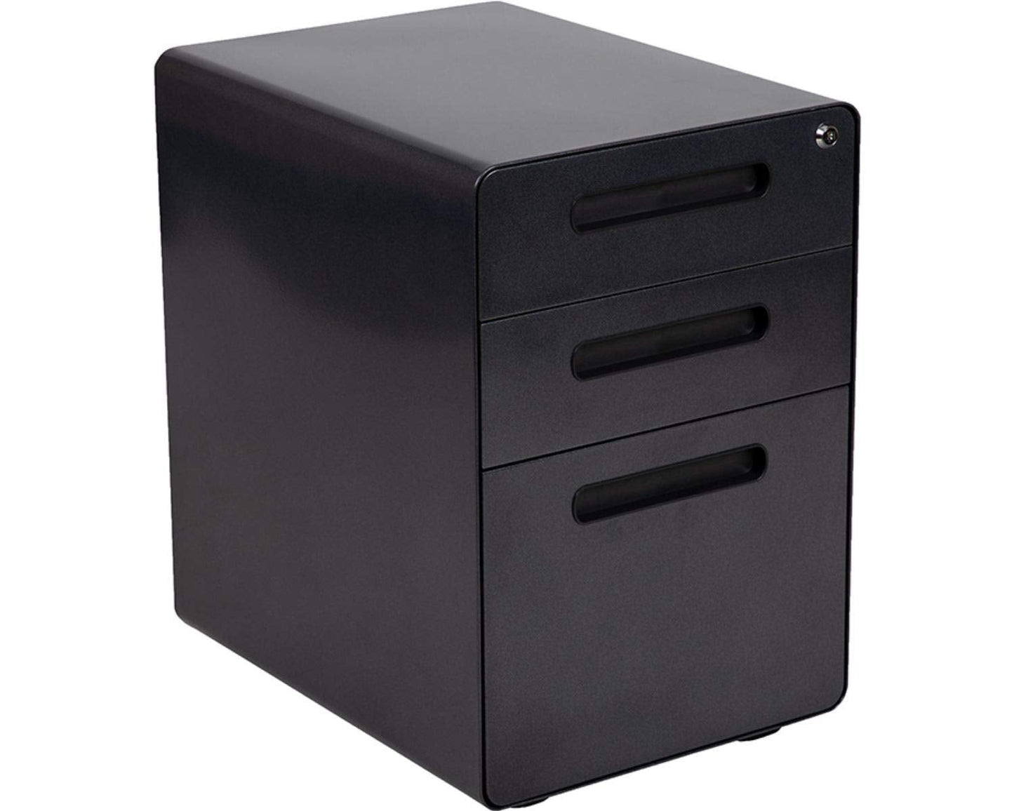 Flash Furniture Wren Ergonomic 3-Drawer Mobile Locking Filing Cabinet with Anti-Tilt Mechanism and Hanging Drawer for Legal & Letter Files, Black