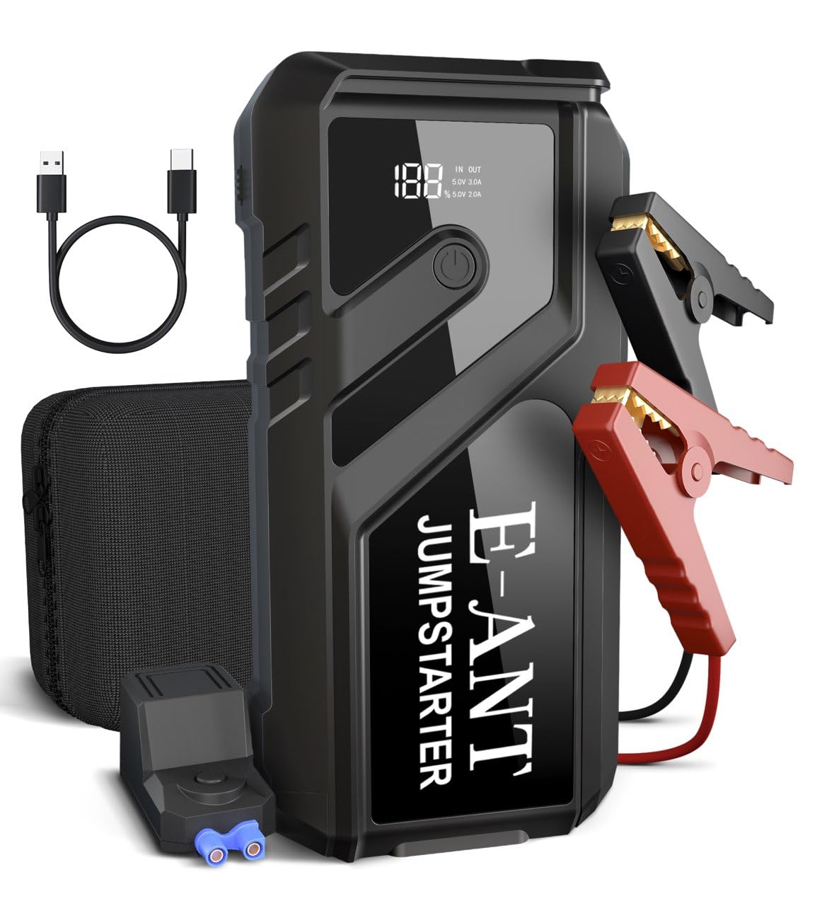 Car Battery Jump Starter, 4000A Car Jump Starter for 8.0L Gas or 5.0L Diesel Engine,12V Lithium Jump Box,LED Lights,Portable Power Bank USB QC3.0 Outputs Charger