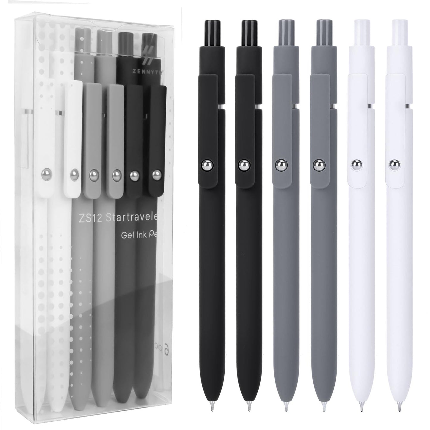 FIOVER 5pcs Gel Pens Black Ink Medium Point 0.7mm Pens Smooth Writing High-End Series Cute Ballpoint for Journaling Note Taking, Office School Supplies Gifts for Women and Men