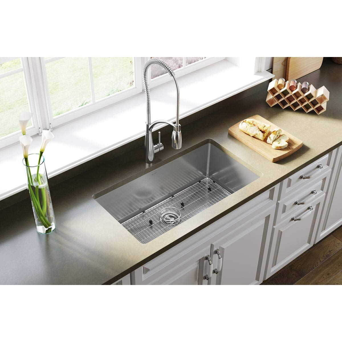 Elkay Crosstown 16 Gauge Stainless Steel 32-1/2" x 18" x 10" Single Bowl Undermount Sink Kit