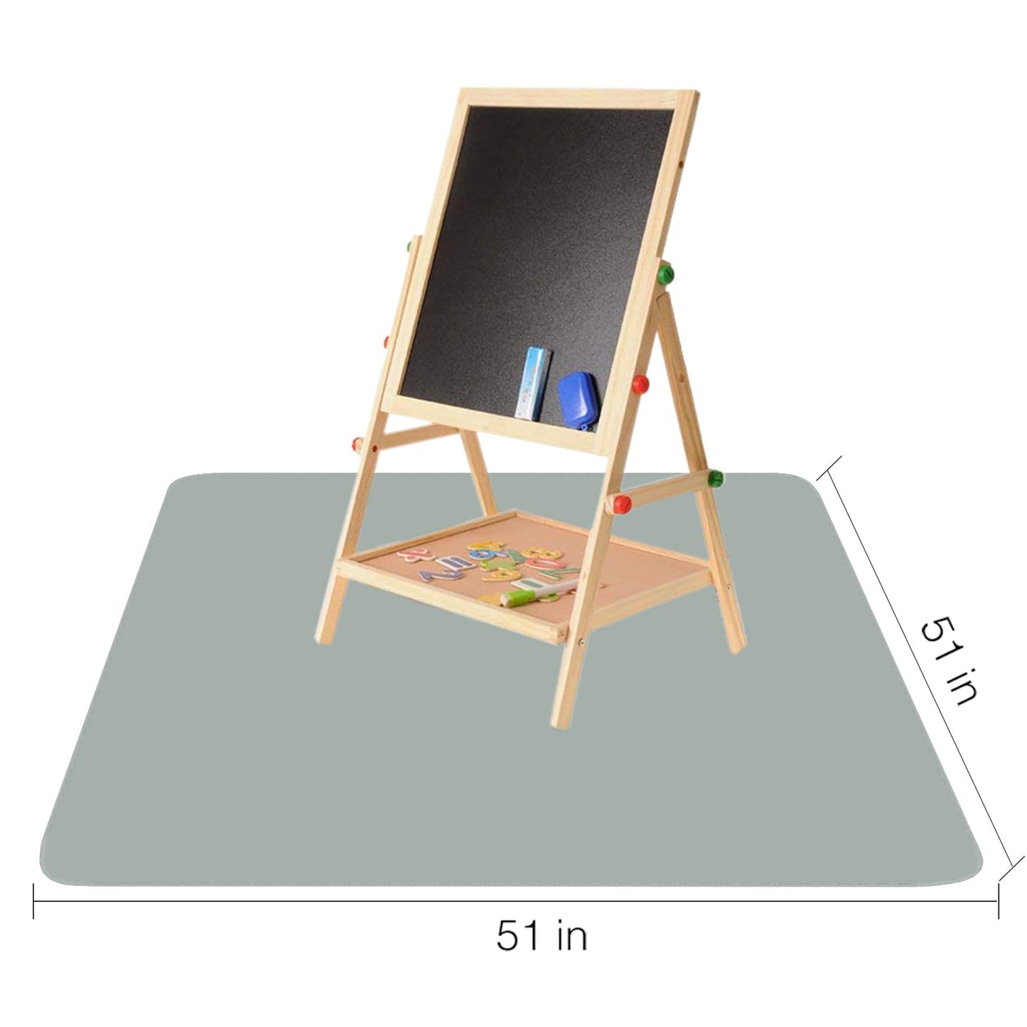 Splat Mat for Under High Chair/Arts/Crafts by CLCROBD, 51" Baby Anti-Slip Food Splash and Spill Mat for Eating Mess, Waterproof Floor Protector and Table Cloth (Gray)