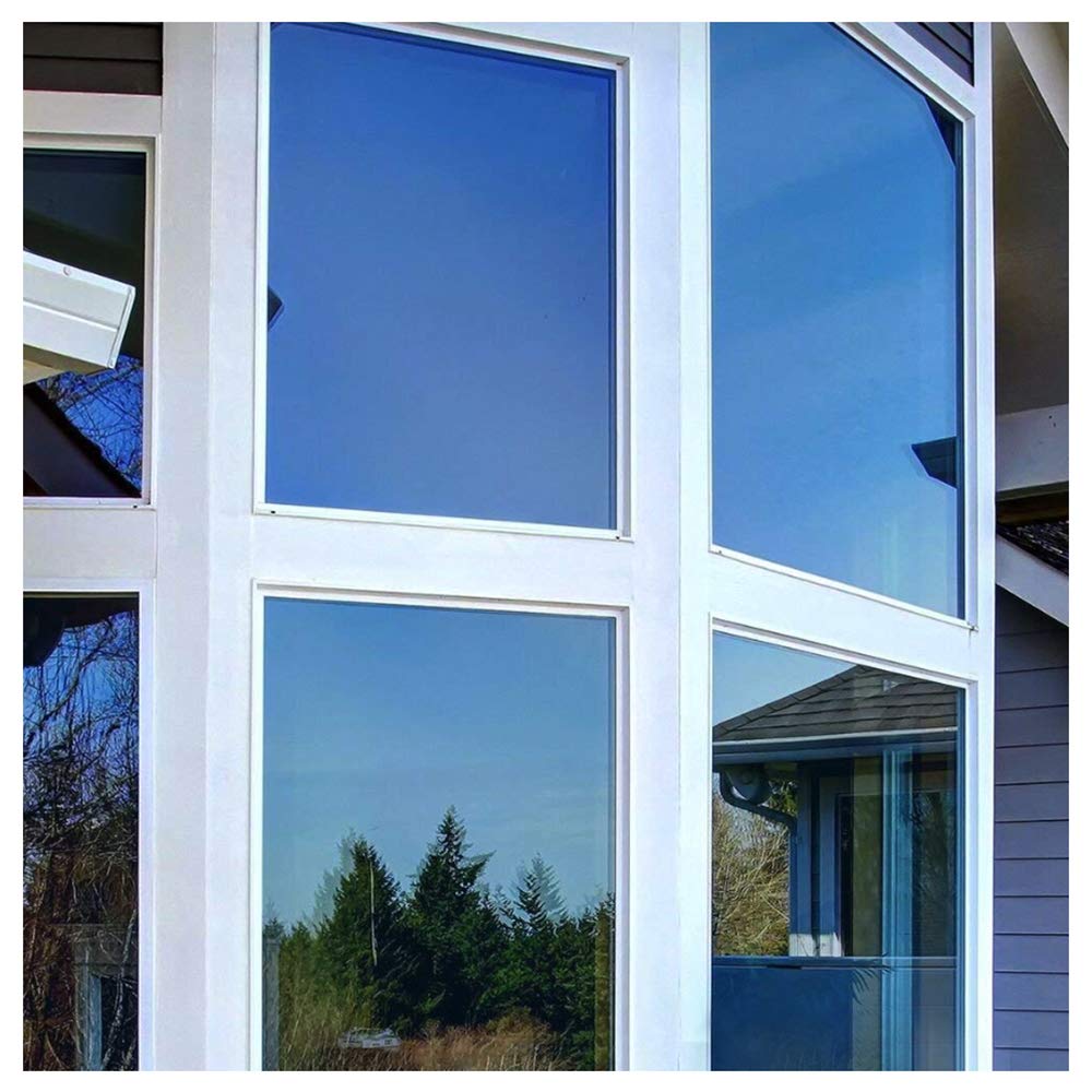 BDF PRBL Window Film Premium Color High Heat Control and Daytime Privacy Blue Outside, Silver Inside - 48in X 50ft