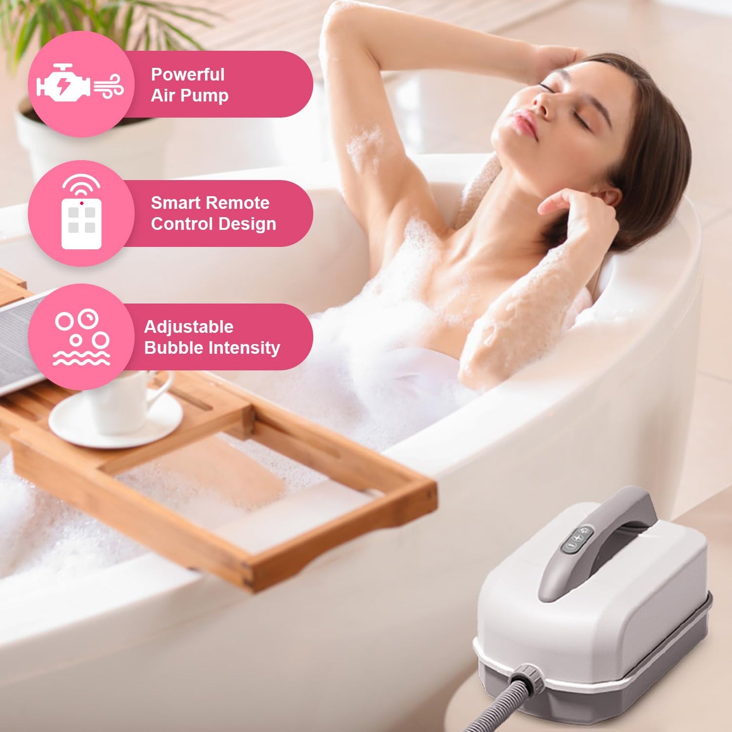 Flgocexs Portable Spa Bubble Bath Massager,Full Body Waterproof Spa Mat for Bathtub, 6-Speed Bubbles, Remote Control & Non-Slip Suction Cups for Home Relaxation (Blue)