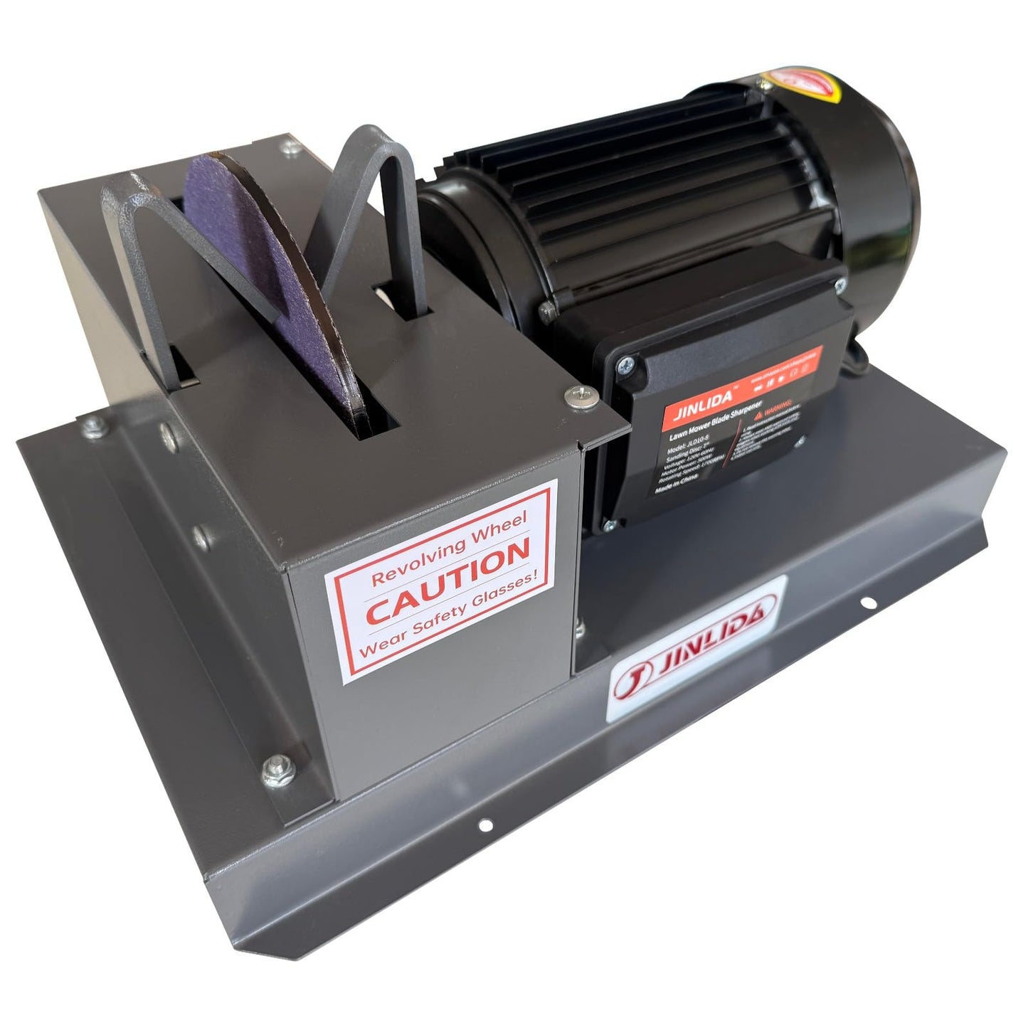 Jinlida JLD10-8 Lawn Mower Blade Sharpener, 2/3HP 500W Grinder Sharpening Machine with 7-inch Ceramic Grinding Wheel and Balancer and 5 Sanding Discs