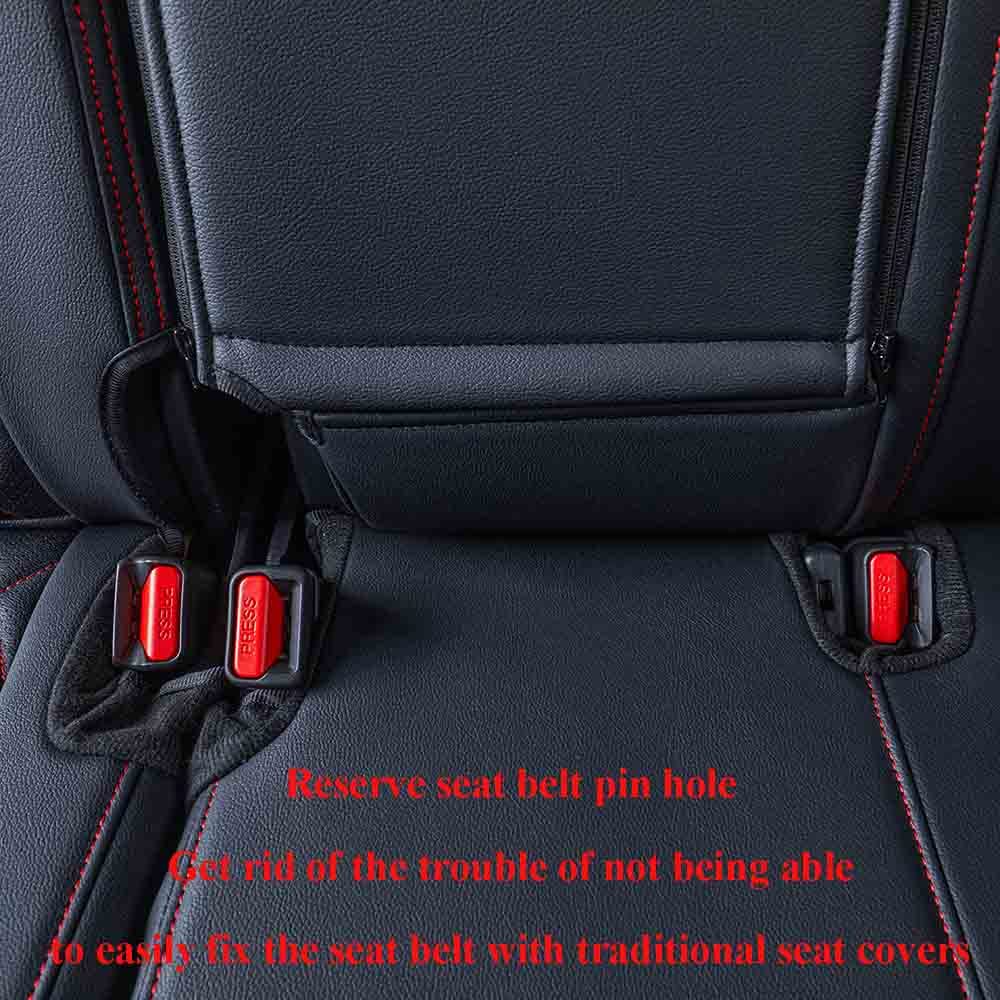 EKR CRV Seat Covers Custom Fit for Honda CRV 2023 2024 2025 2026 Leather Car Seat Cover Full Set for Trucks SUV,Waterproof Car Seat Cushion,Faux Leather (Black with Red Piping)