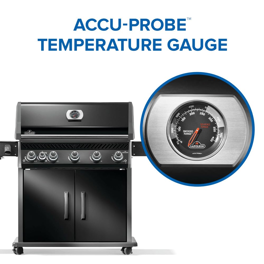 Napoleon Rogue PRO 625 Propane Gas Grill with Infrared Side Burner, Black, Durable 6-Burner Backyard Grill